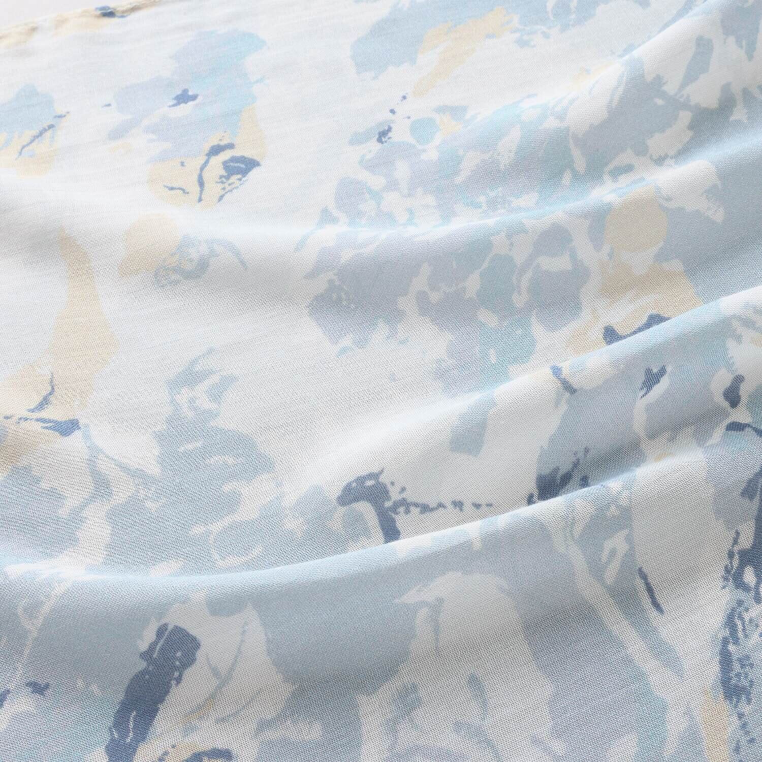 クーコ 接触冷感 水彩画風プリント ストール