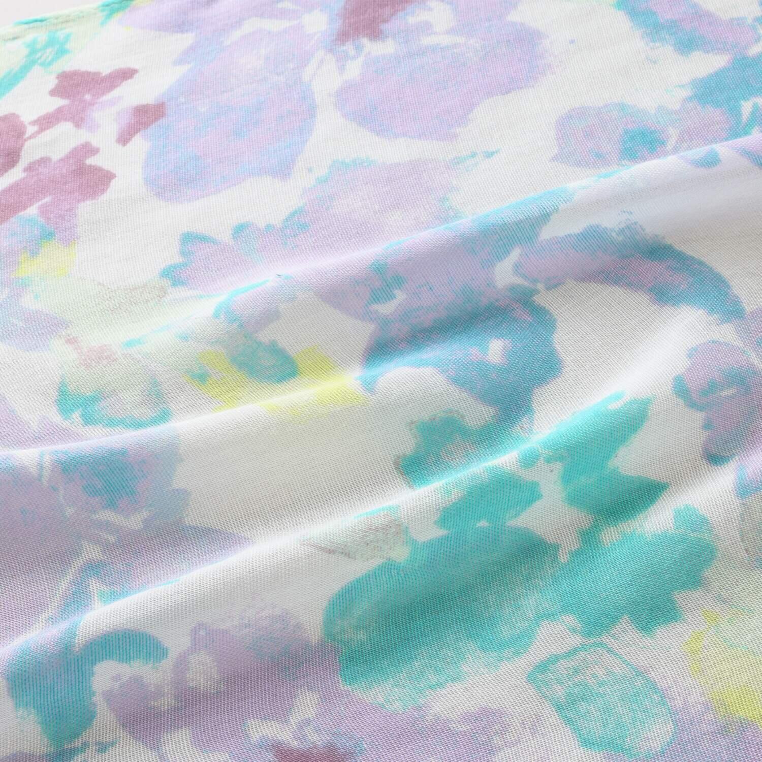 クーコ 接触冷感 水彩花柄プリント ストール