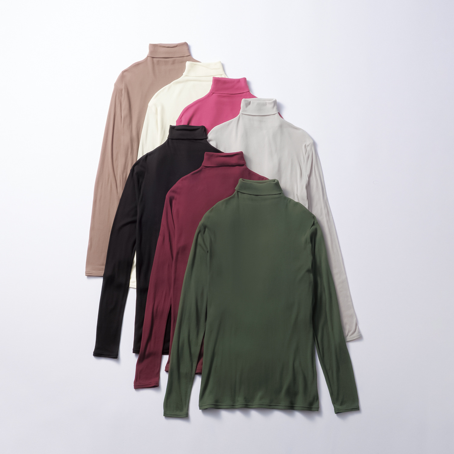 天使の綿シフォン 四六時中着たくなる！ 極上の肌触り！ ボトルネック 一重長袖プルオーバー