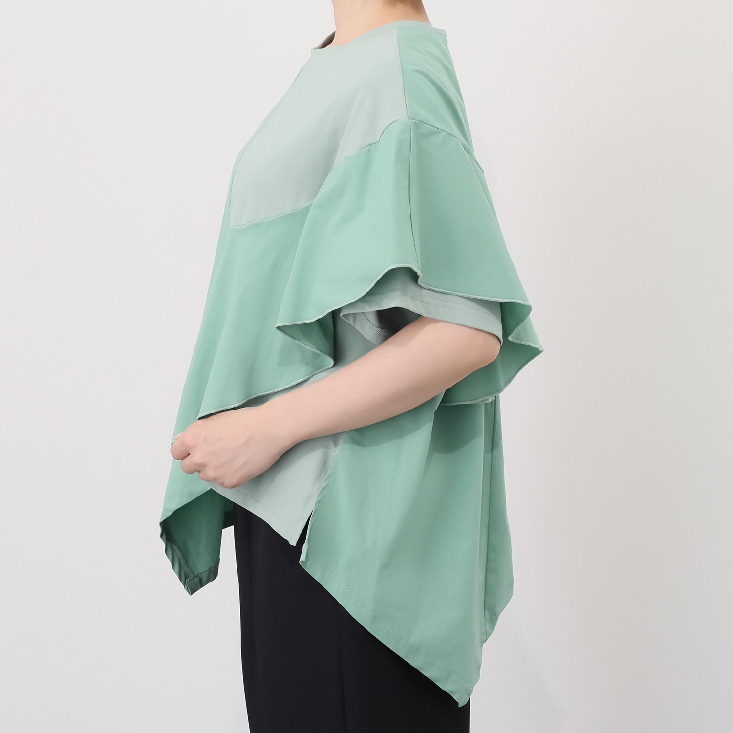 コイビトミサキ 異素材切替 アシンメトリー プルオーバー