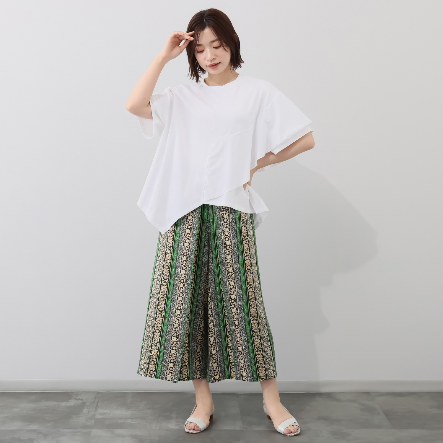 コイビトミサキ 異素材切替 アシンメトリー プルオーバー