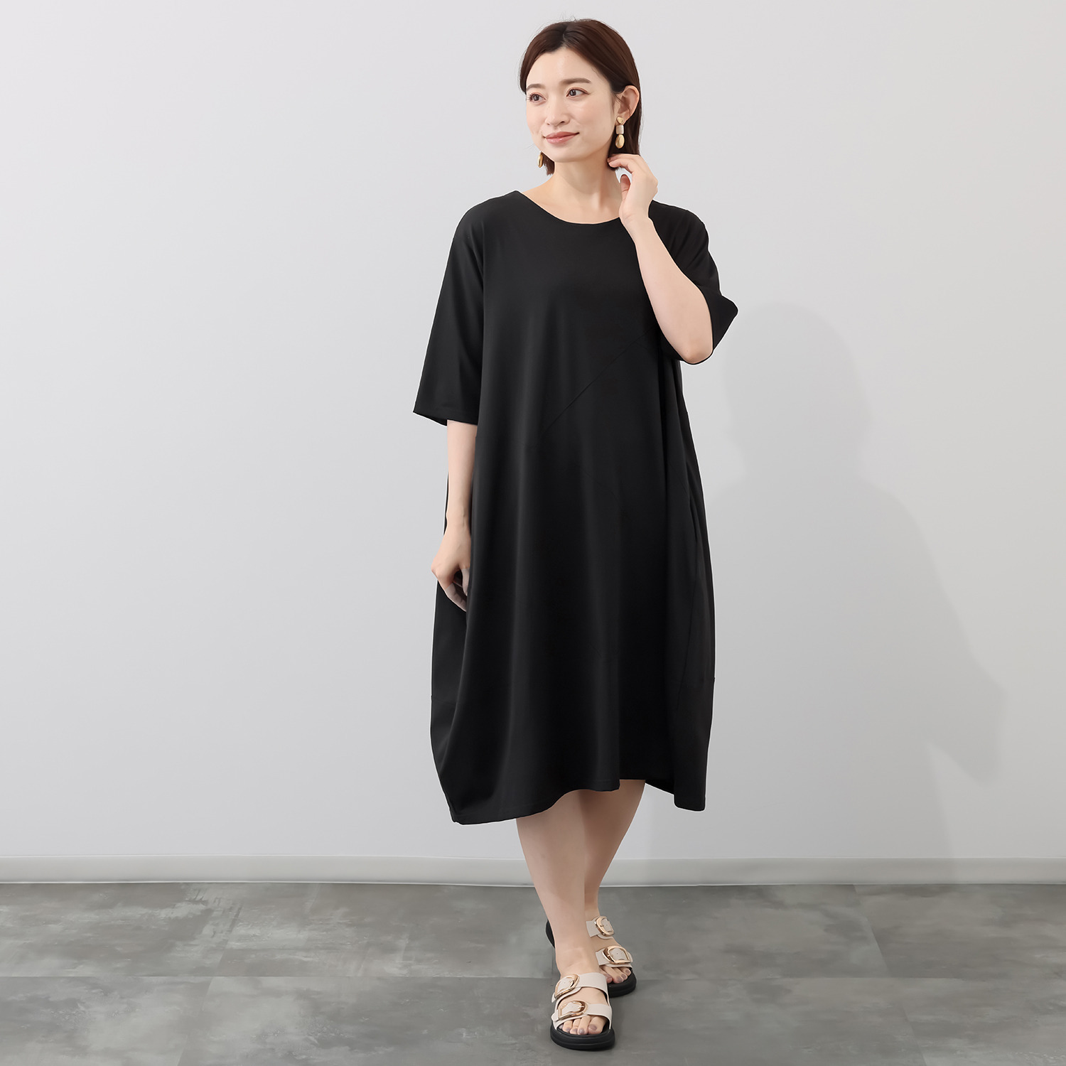 コイビトミサキ 切替デザイン コクーンシルエット ワンピース