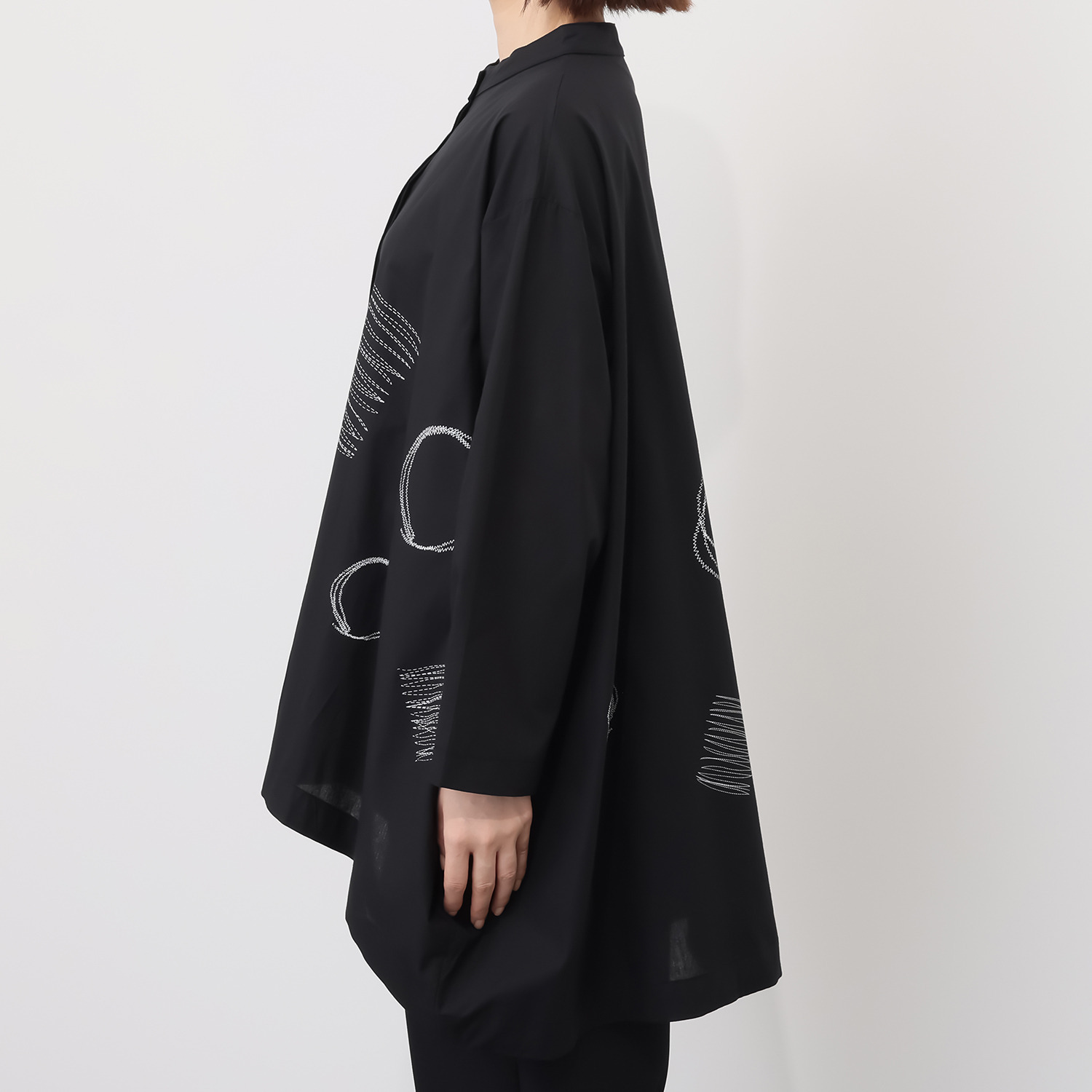 コイビトミサキ ステッチプリント ワイドシャツブラウス