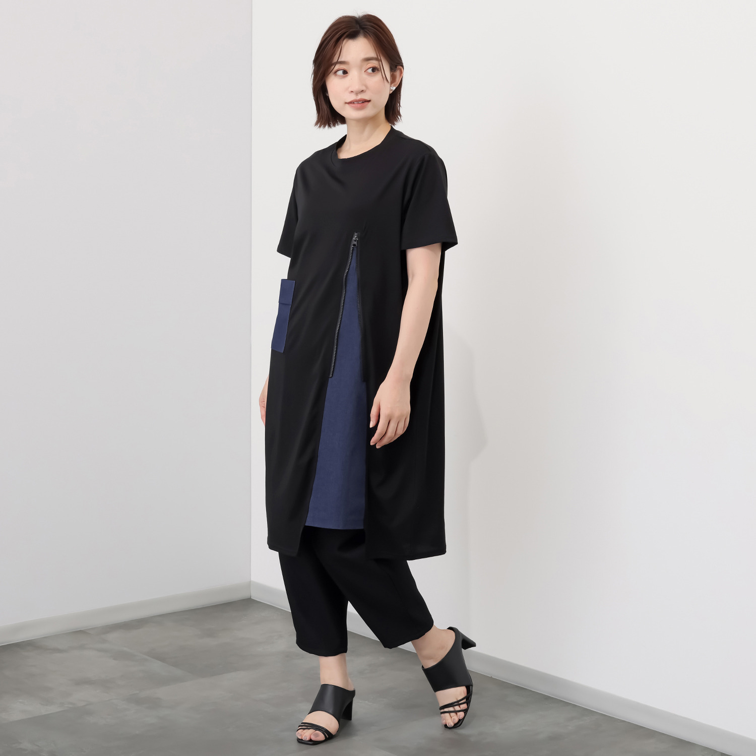 コイビトミサキ ジップアップアクセント チュニックプルオーバー