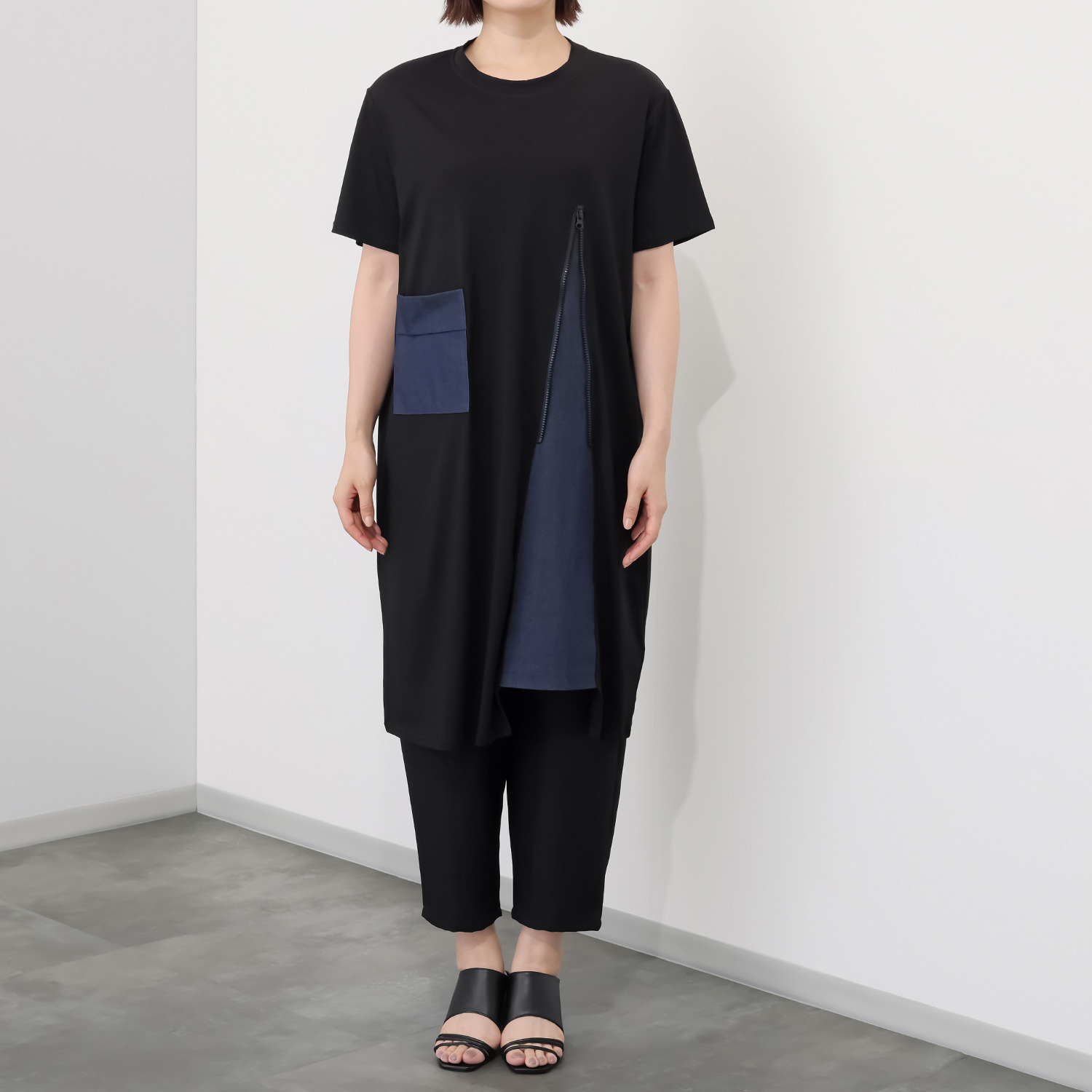 コイビトミサキ ジップアップアクセント チュニックプルオーバー