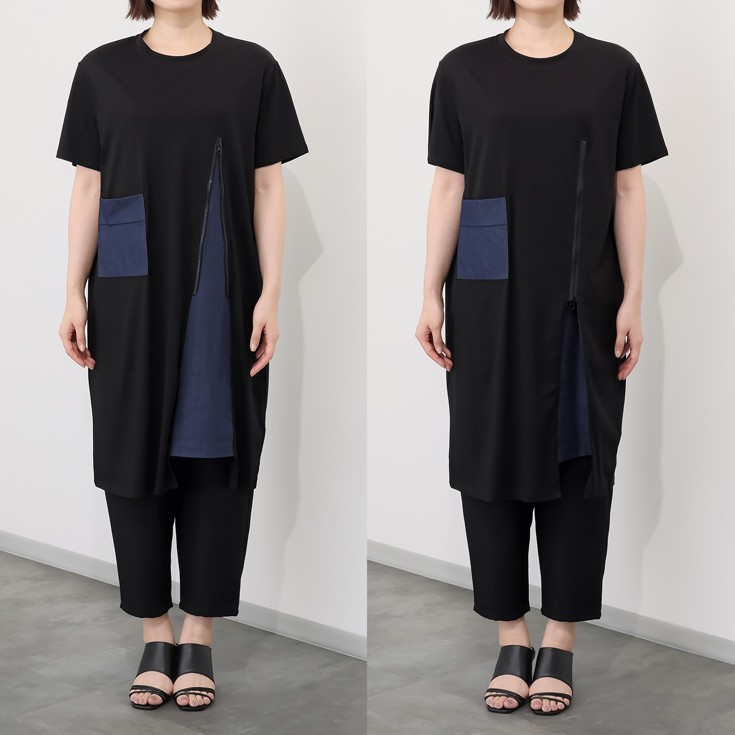 コイビトミサキ ジップアップアクセント チュニックプルオーバー