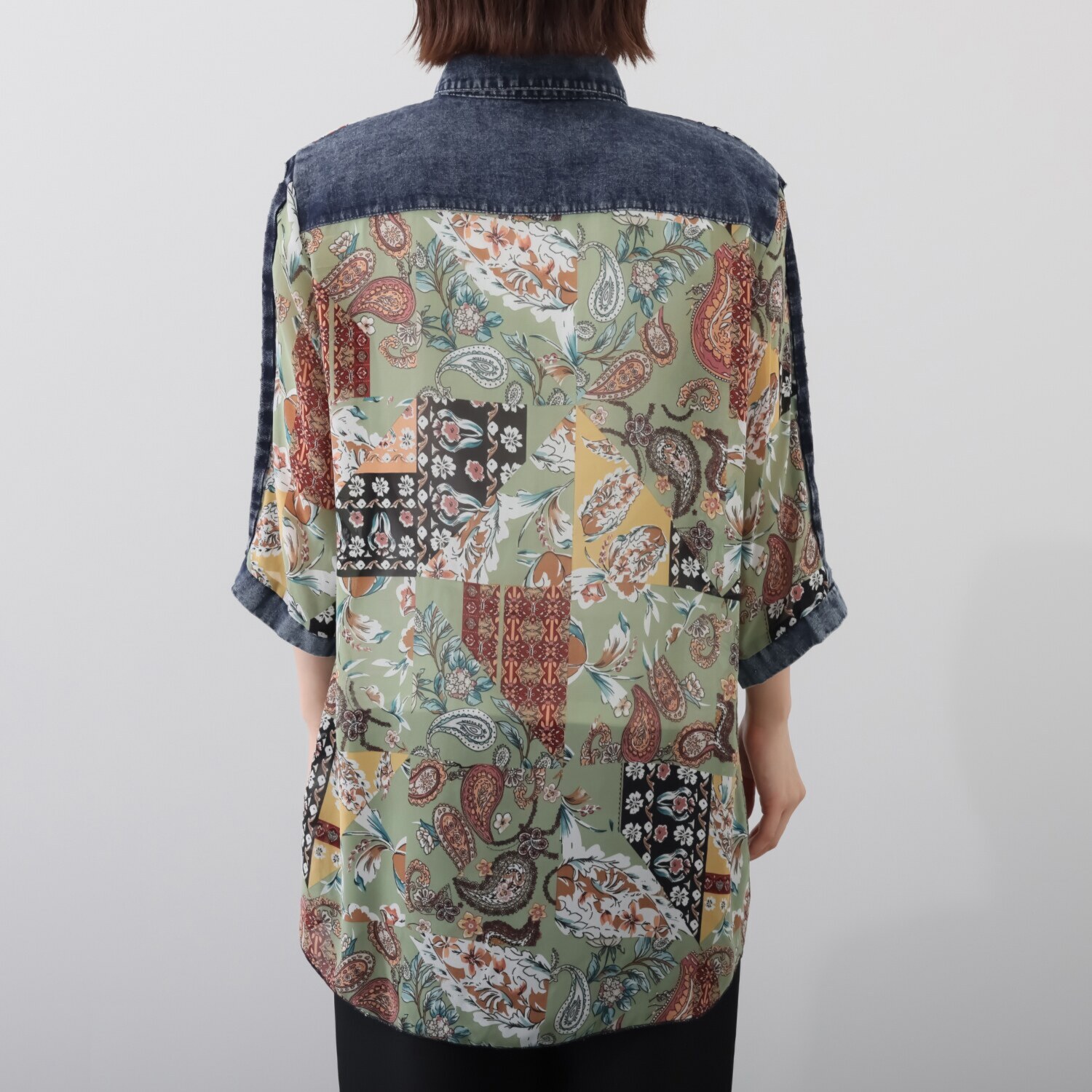 コイビトミサキ ペイズリー柄 シアーシャツブラウス