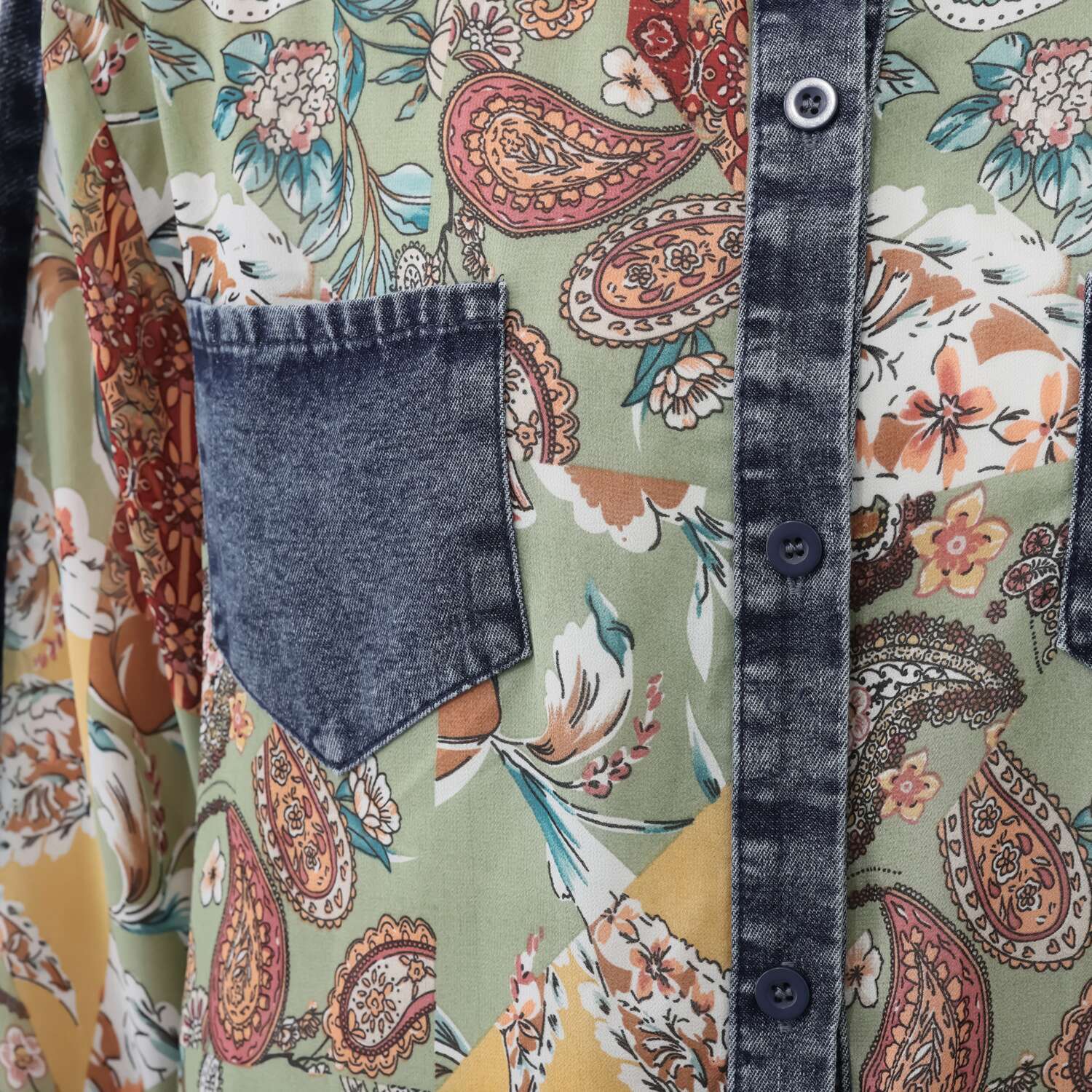 コイビトミサキ ペイズリー柄 シアーシャツブラウス