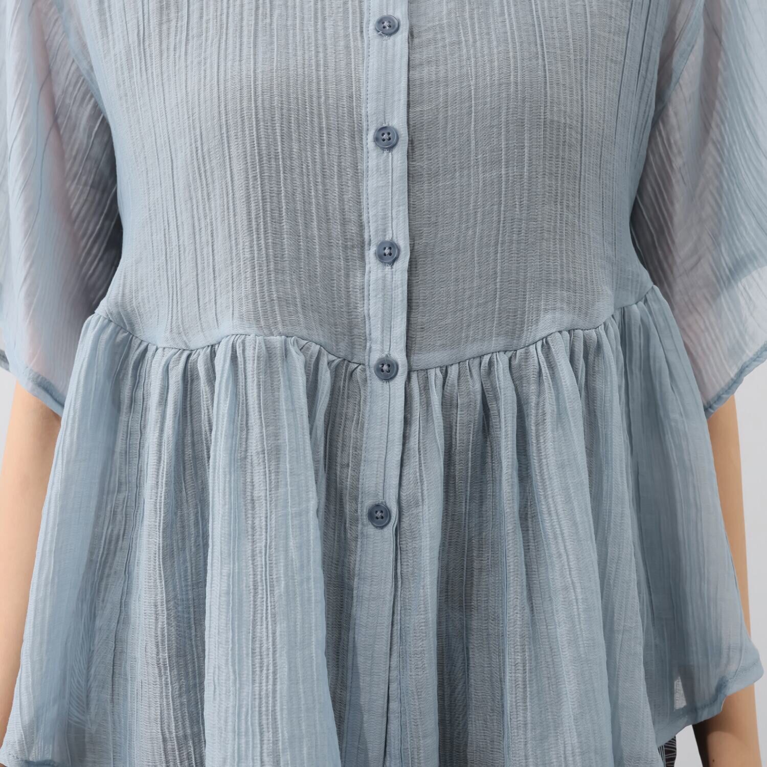 センスローブ シアークレープ ギャザーペプラム 羽織りブラウス