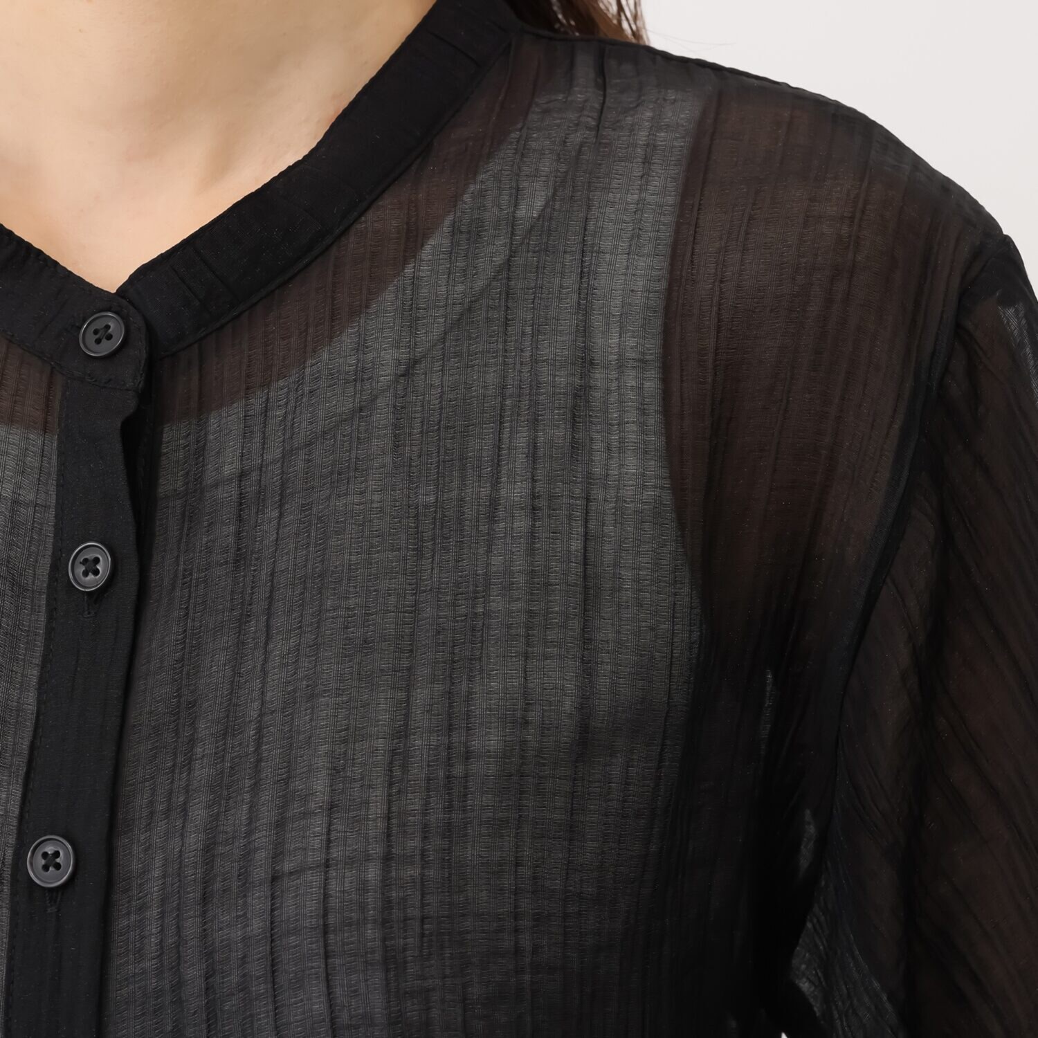 センスローブ シアークレープ ギャザーペプラム 羽織りブラウス