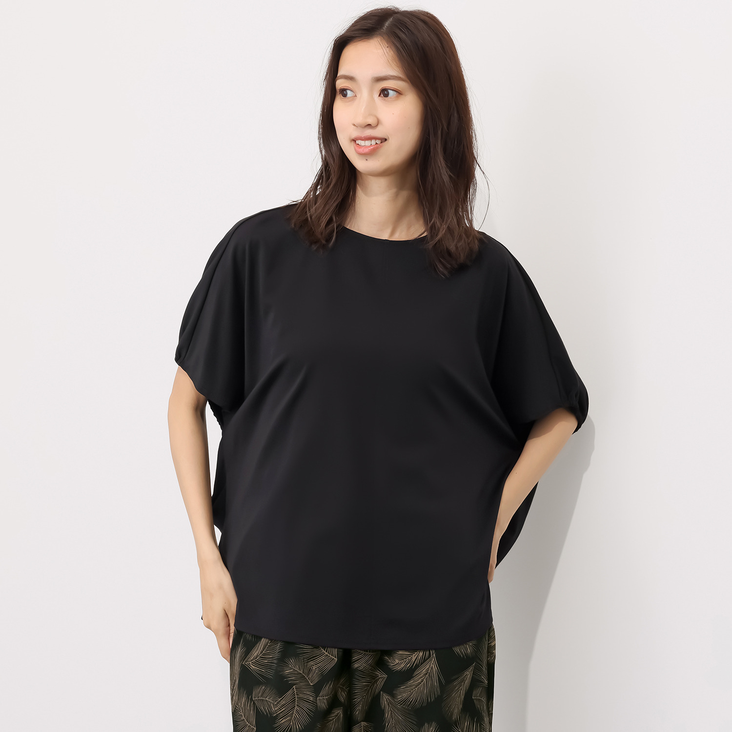 センスローブ ドレープニュアンス ドルマンスリーブ カットソープルオーバー