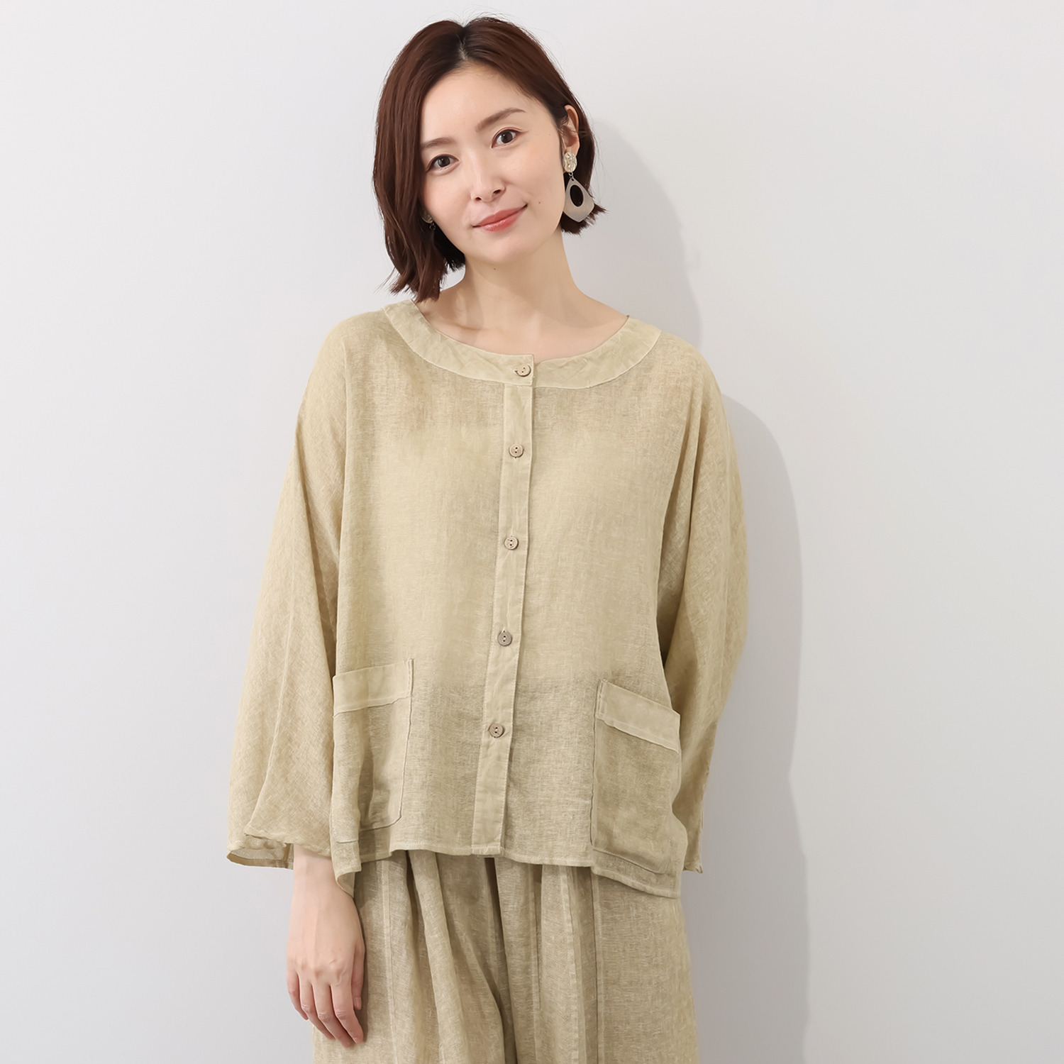 ベルポニー 顔料製品染め ドルマンスリーブ デザインカーディガン