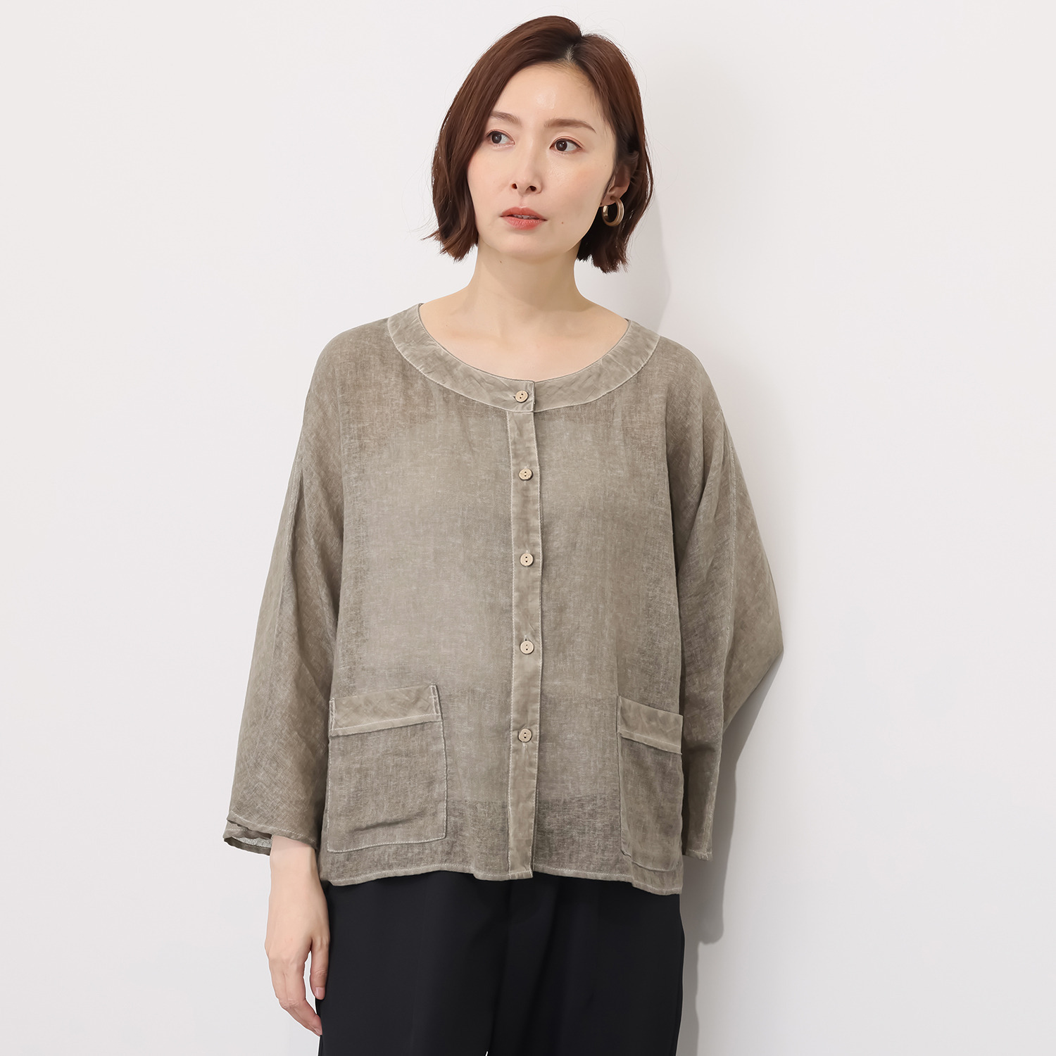 ベルポニー 顔料製品染め ドルマンスリーブ デザインカーディガン