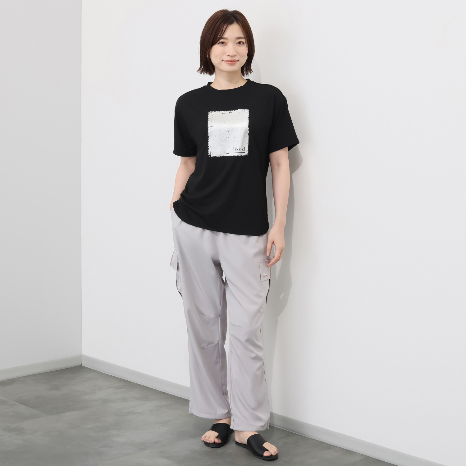 イクシーズ 接触冷感・ＵＶカット 箔プリント ロングプルオーバー