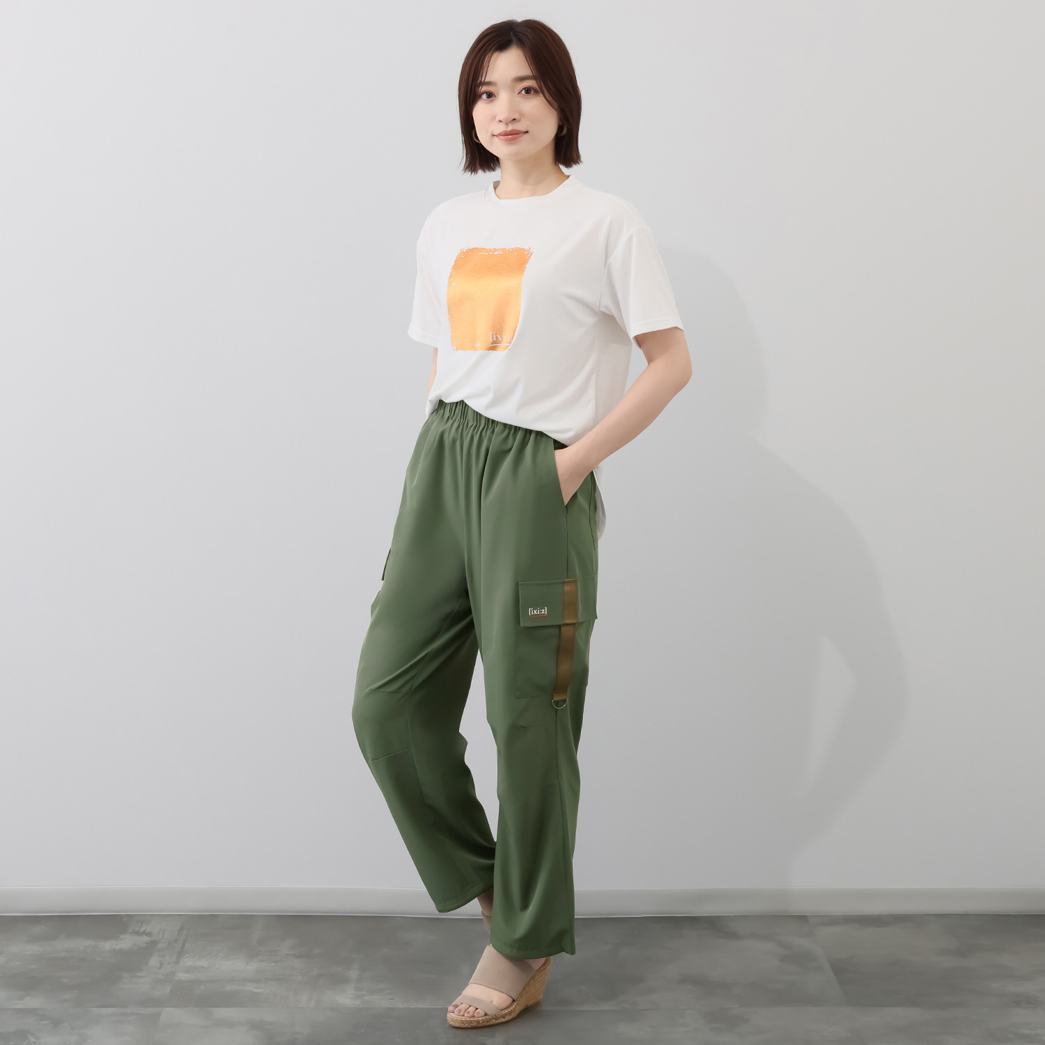 イクシーズ 接触冷感・ＵＶカット 箔プリント ロングプルオーバー