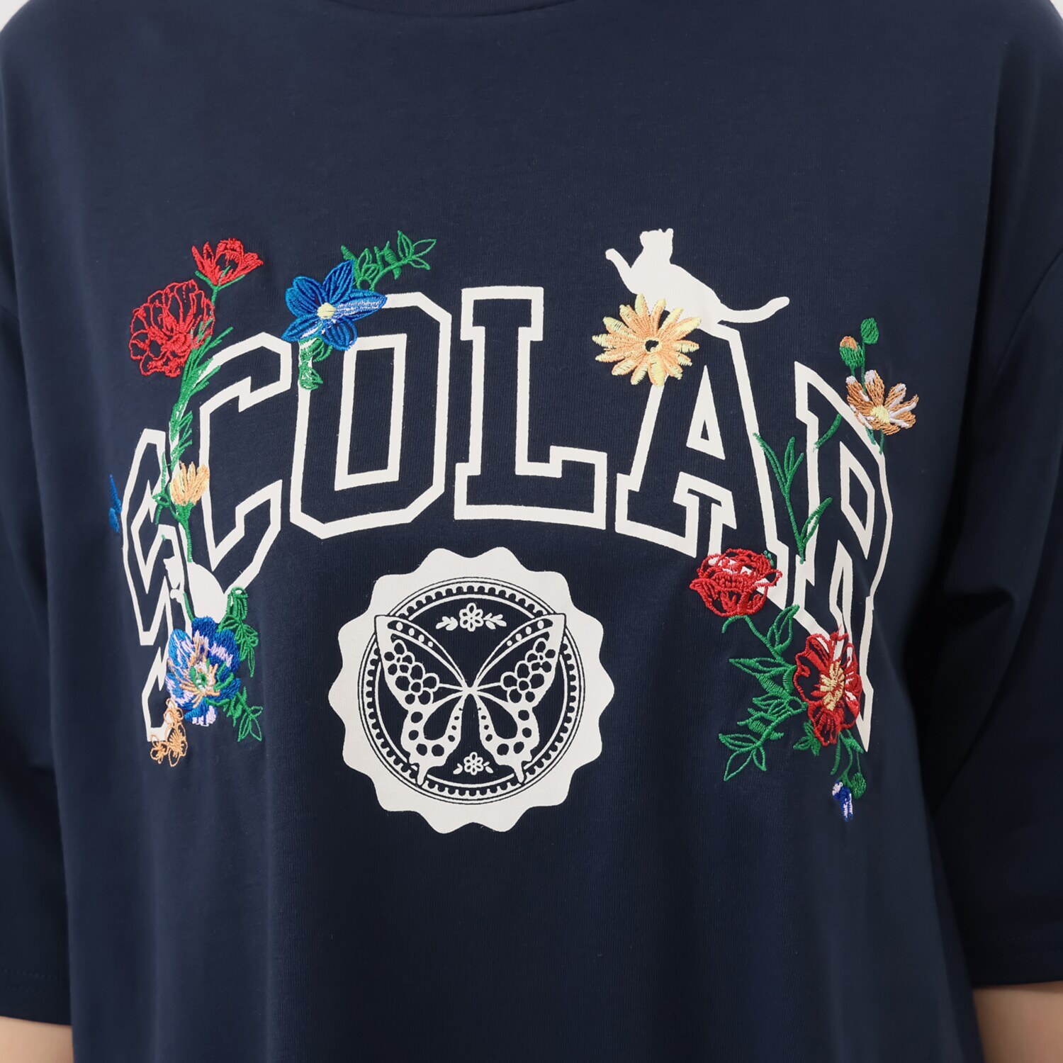 スカラー ロゴ花刺しゅう チュニック