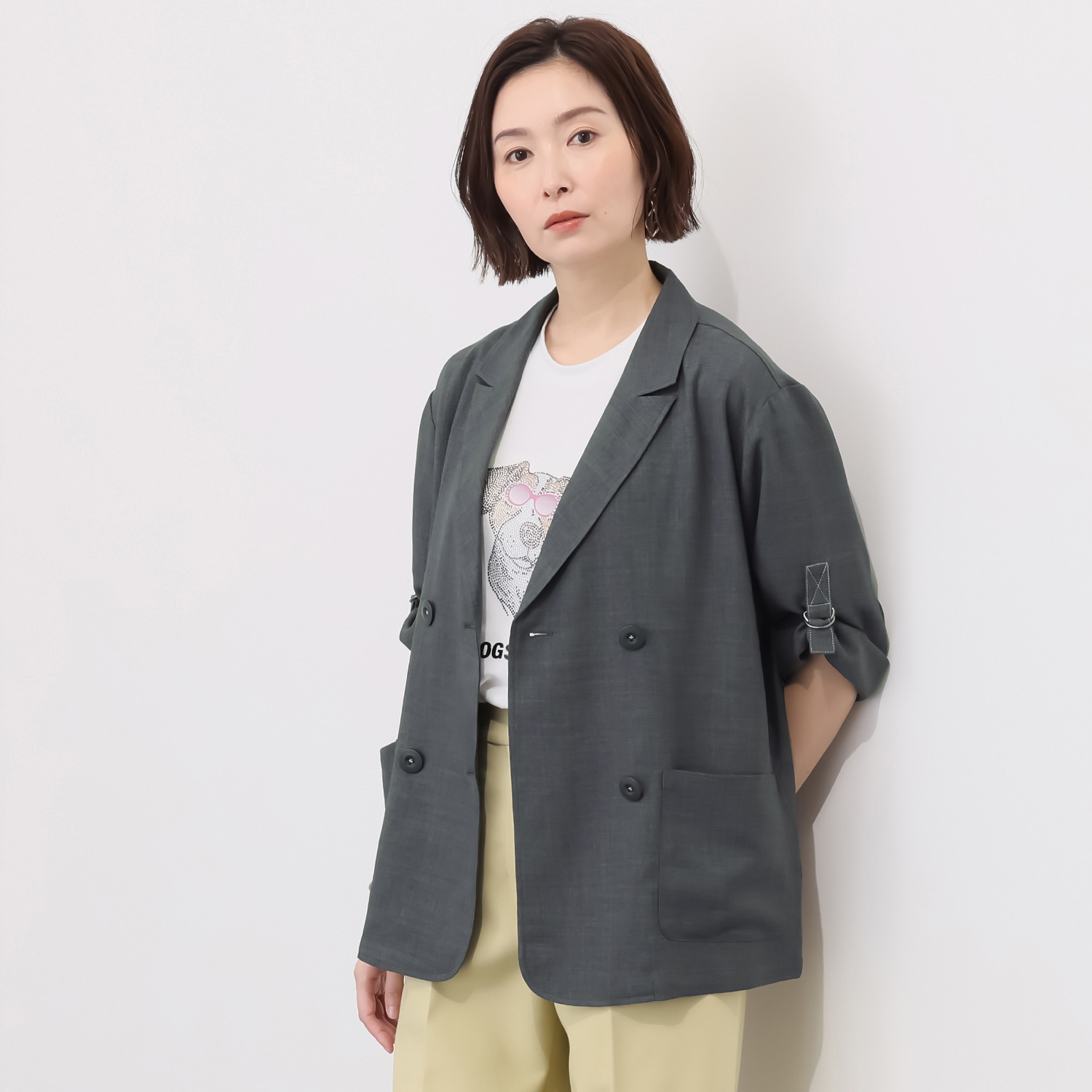 ラブソル ロールアップ カーディガンジャケット