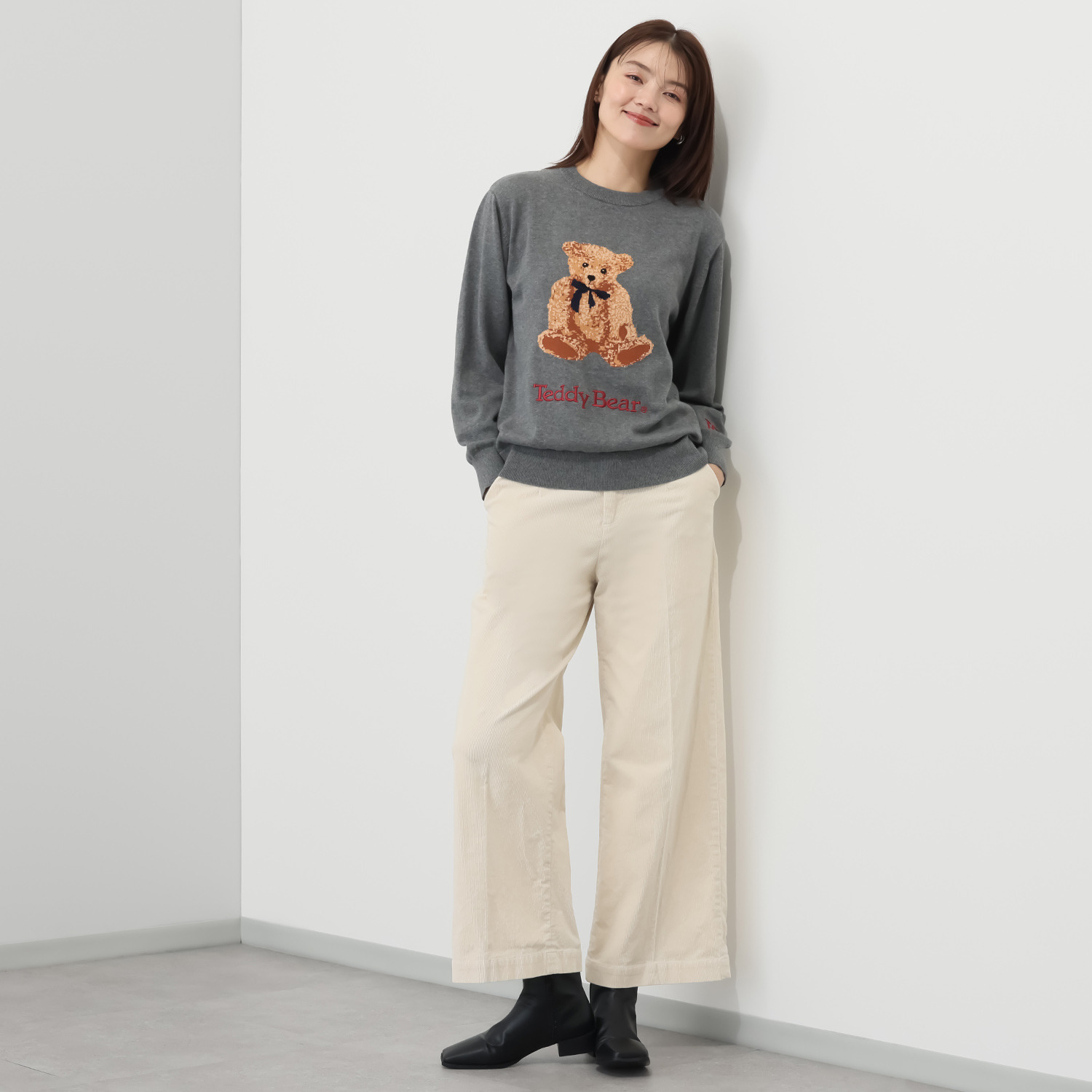 テディベア コットン１００％ ジャガード ニットプルオーバー