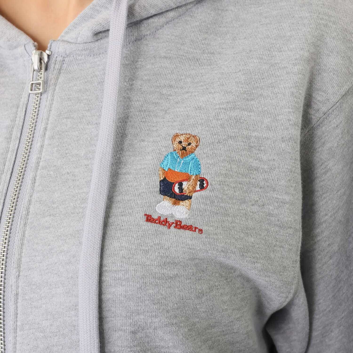 テディベア ワンポイント刺しゅう入り 裏毛パーカー