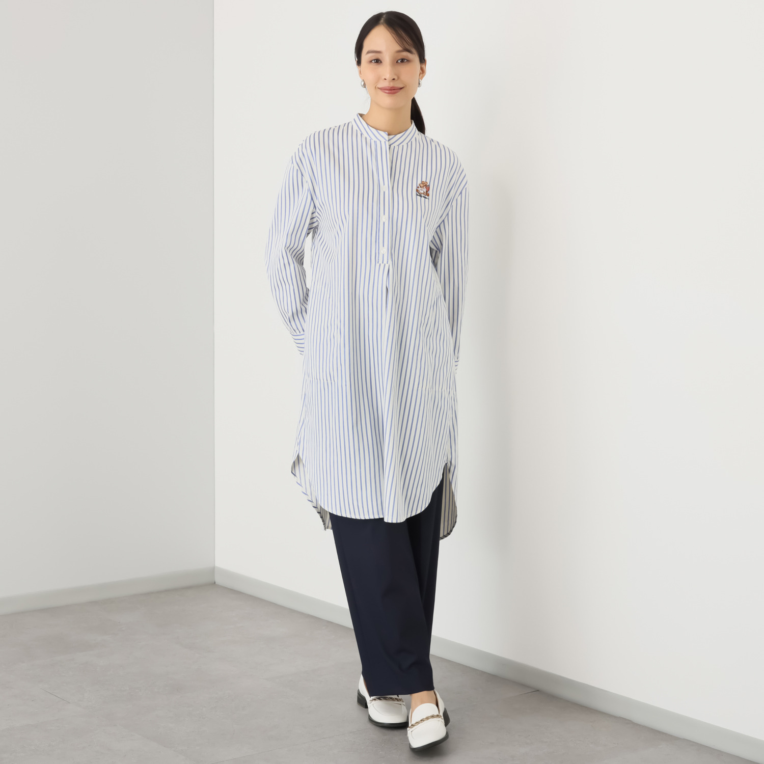 テディベア ワンポイント刺しゅう入り シャツワンピース