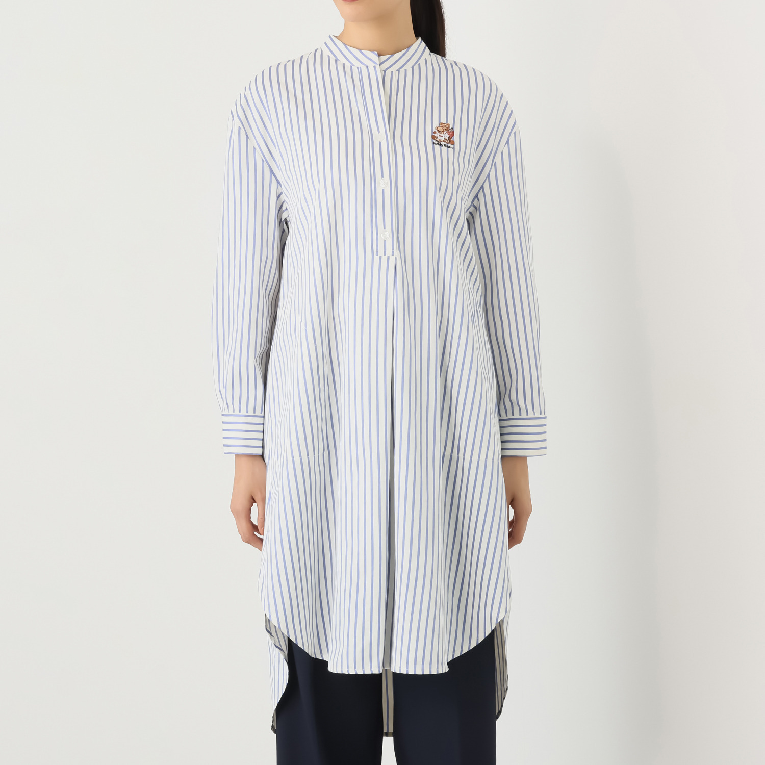 テディベア ワンポイント刺しゅう入り シャツワンピース