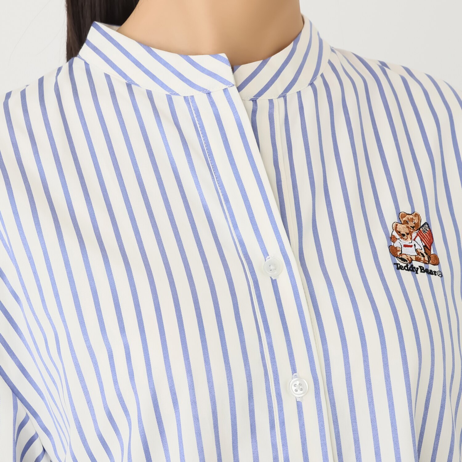 テディベア ワンポイント刺しゅう入り シャツワンピース