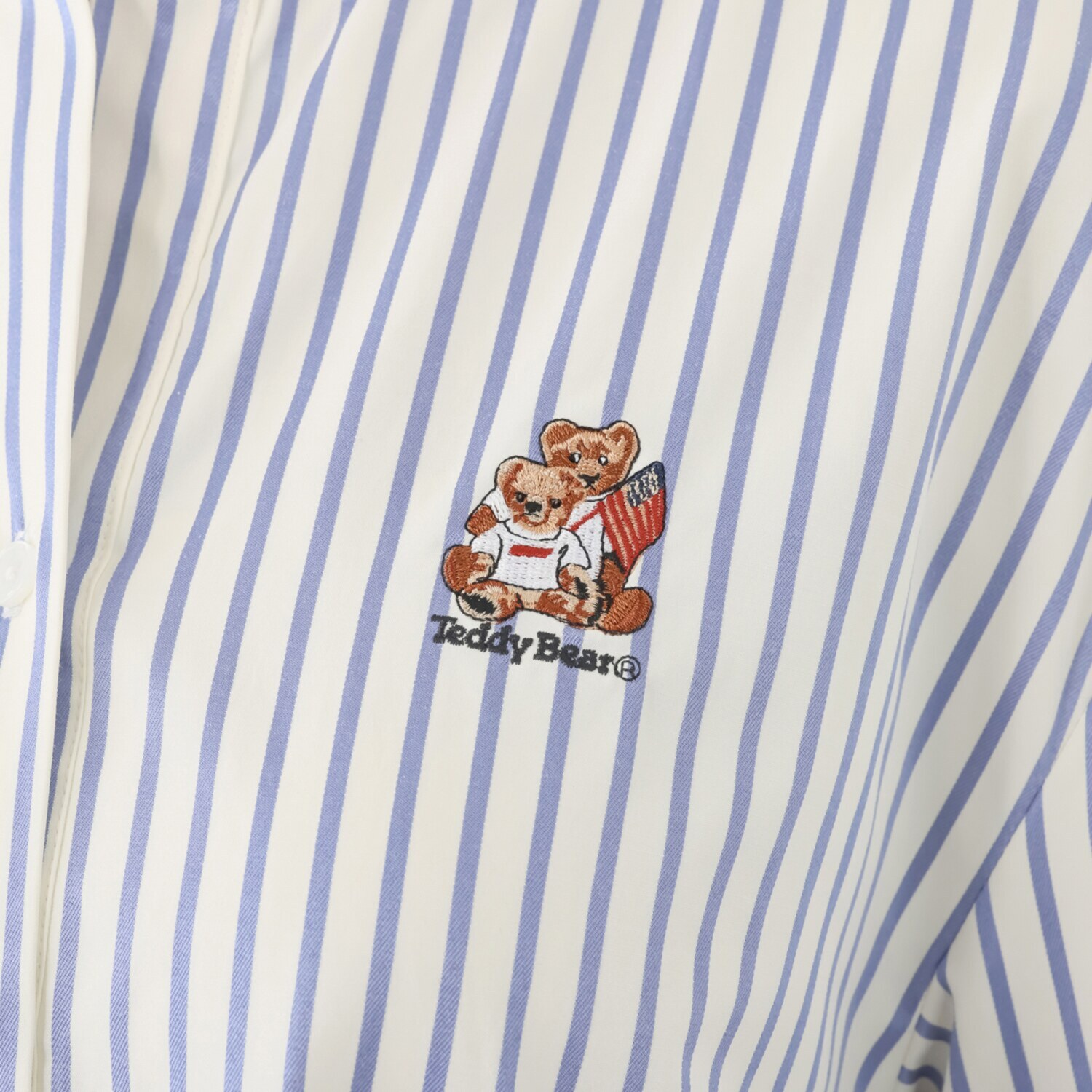 テディベア ワンポイント刺しゅう入り シャツワンピース