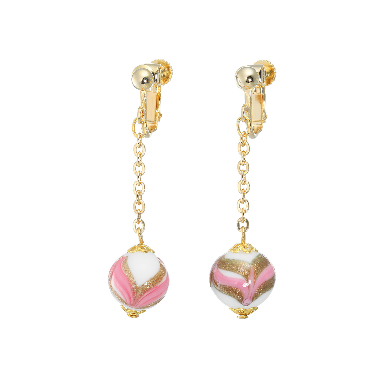 ラグーナ ベネチアンガラス ホワイトベースカラー スウィング イヤリング／ピアス