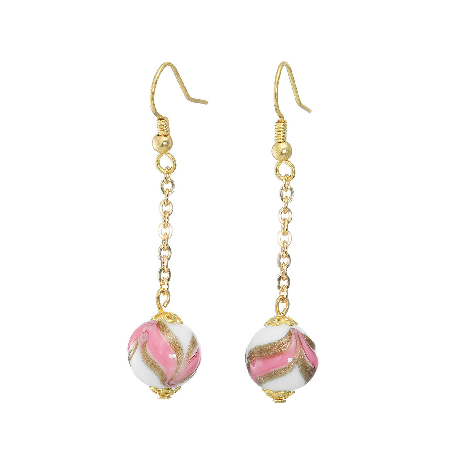 ラグーナ ベネチアンガラス ホワイトベースカラー スウィング イヤリング／ピアス