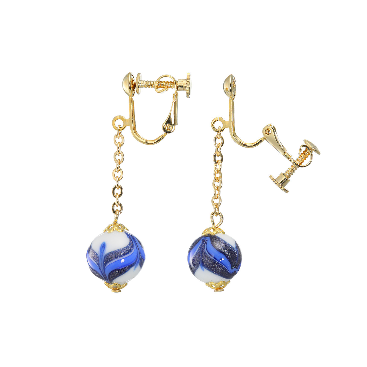 ラグーナ ベネチアンガラス ホワイトベースカラー スウィング イヤリング／ピアス