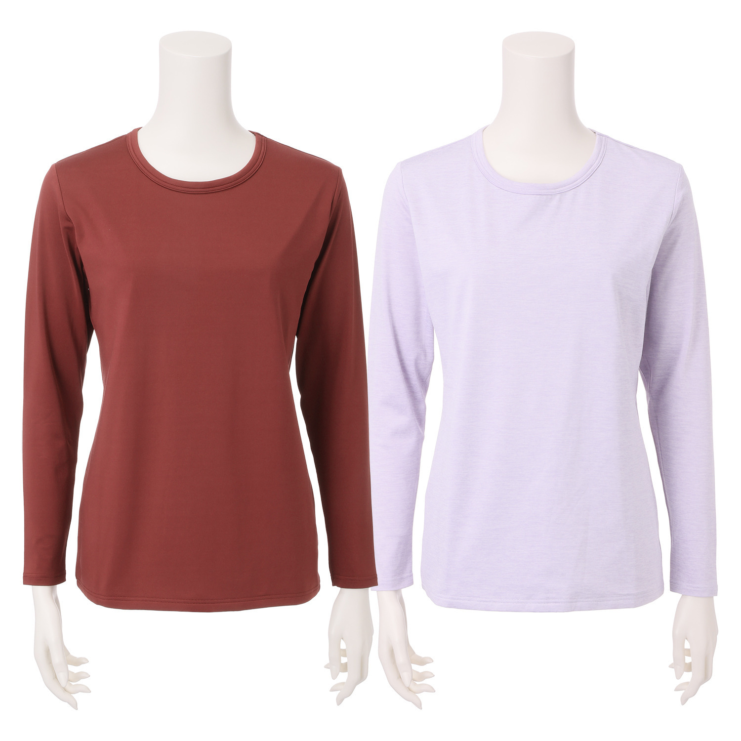 ブリーズテックス 防風　透湿 裏起毛 後ろ当て布付き クルーネック長袖インナー ２枚セット