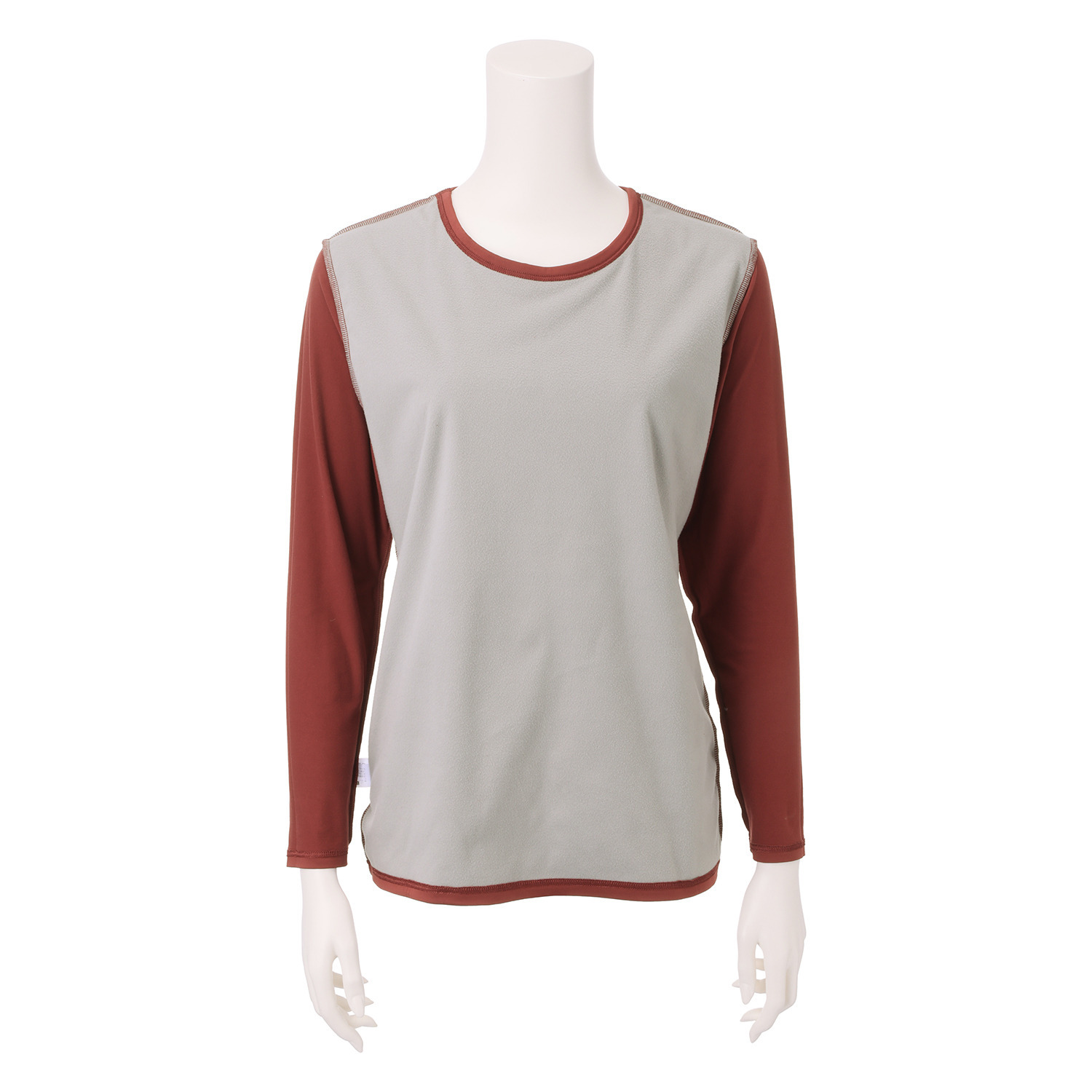 ブリーズテックス 防風　透湿 裏起毛 後ろ当て布付き クルーネック長袖インナー ２枚セット