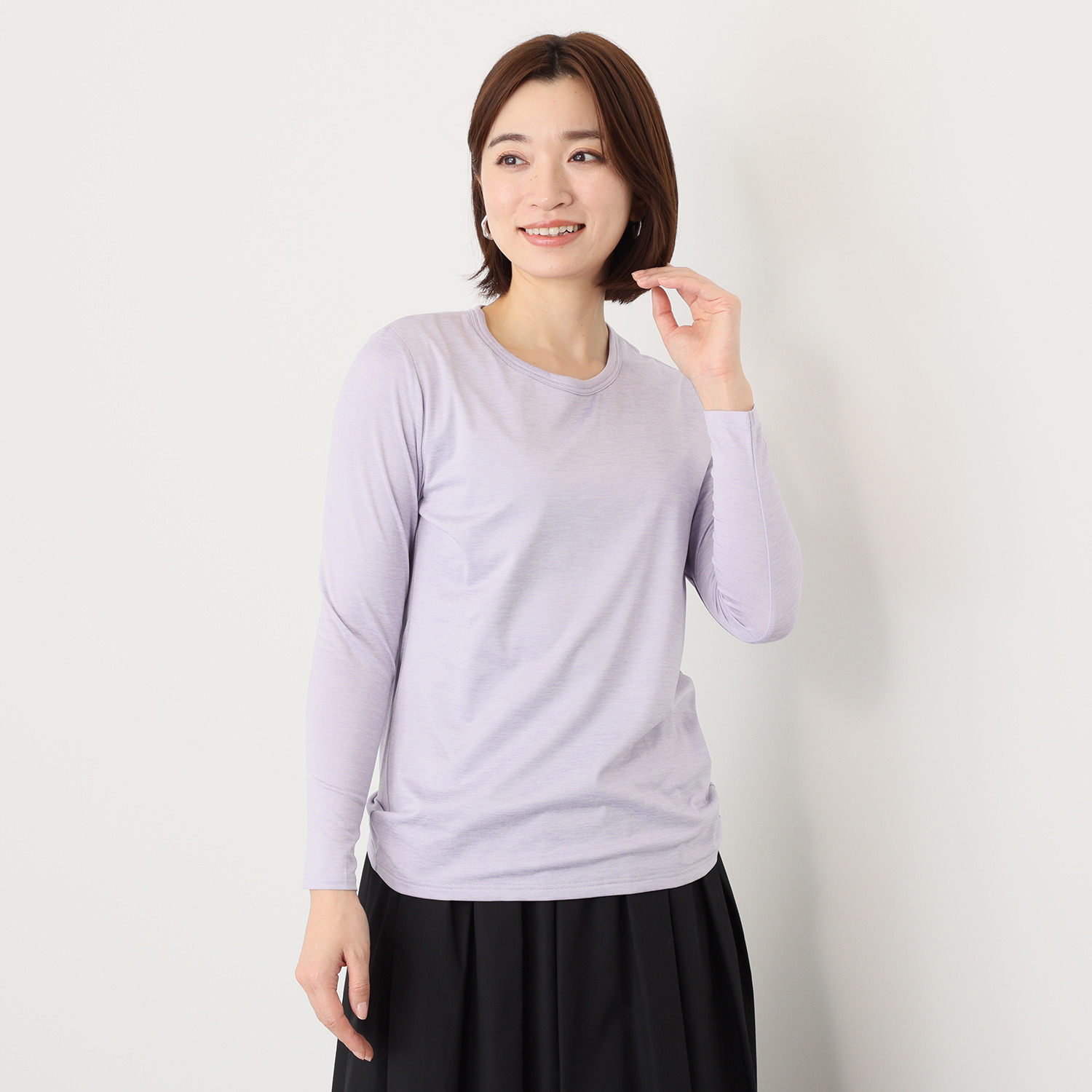 ブリーズテックス 防風　透湿 裏起毛 後ろ当て布付き クルーネック長袖インナー ２枚セット