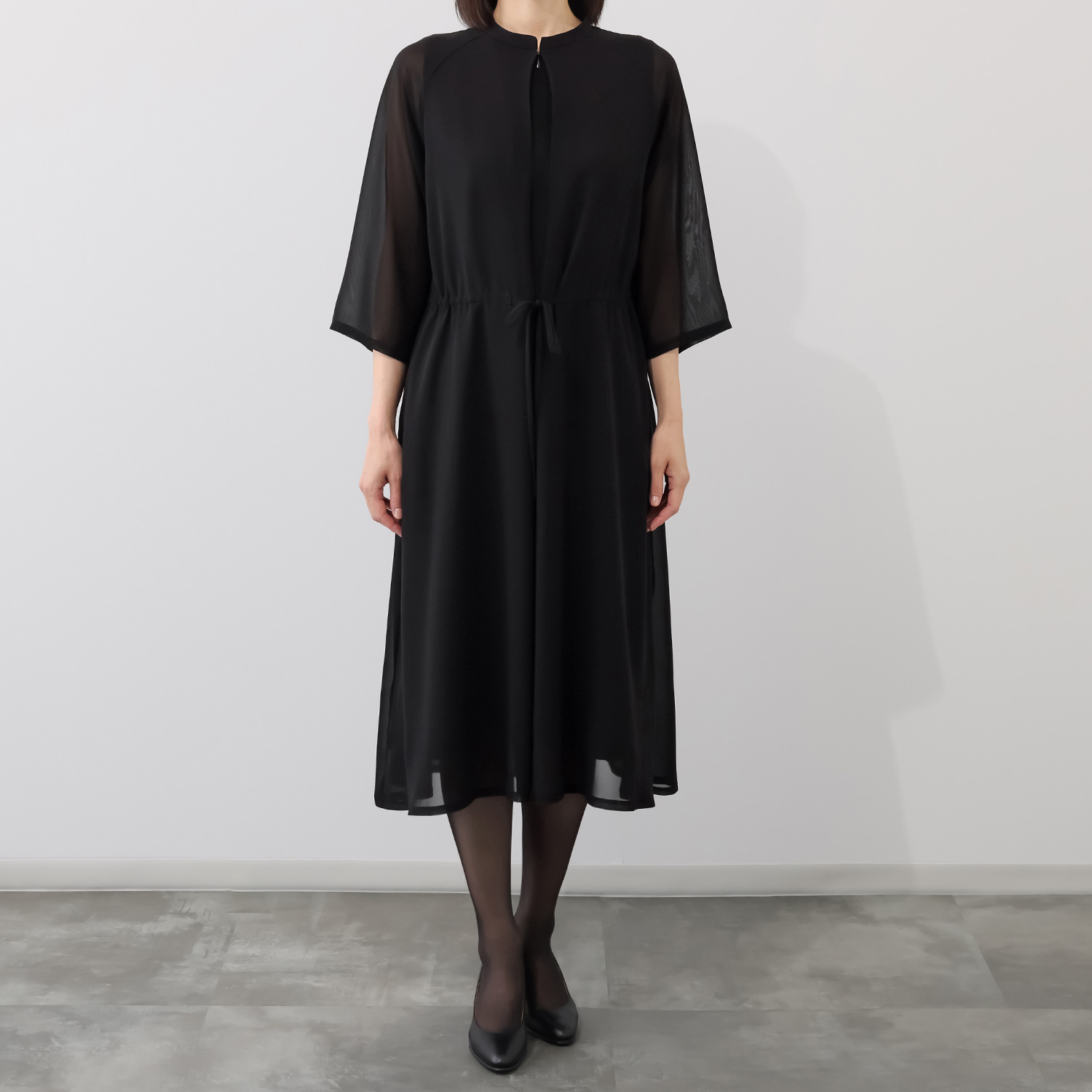 岩佐 国内生産 日本製生地 前開き フォーマルワンピース