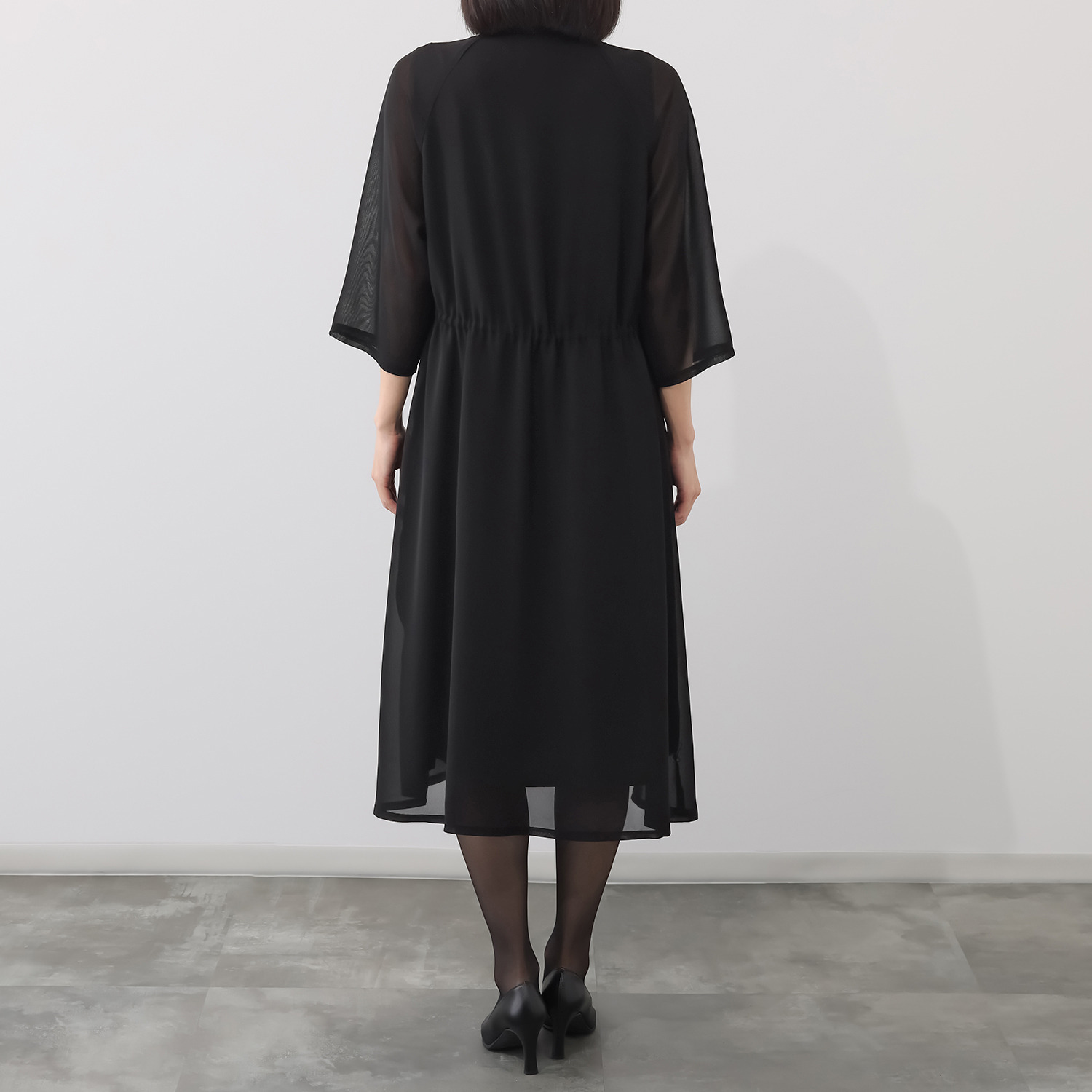 岩佐 国内生産 日本製生地 前開き フォーマルワンピース