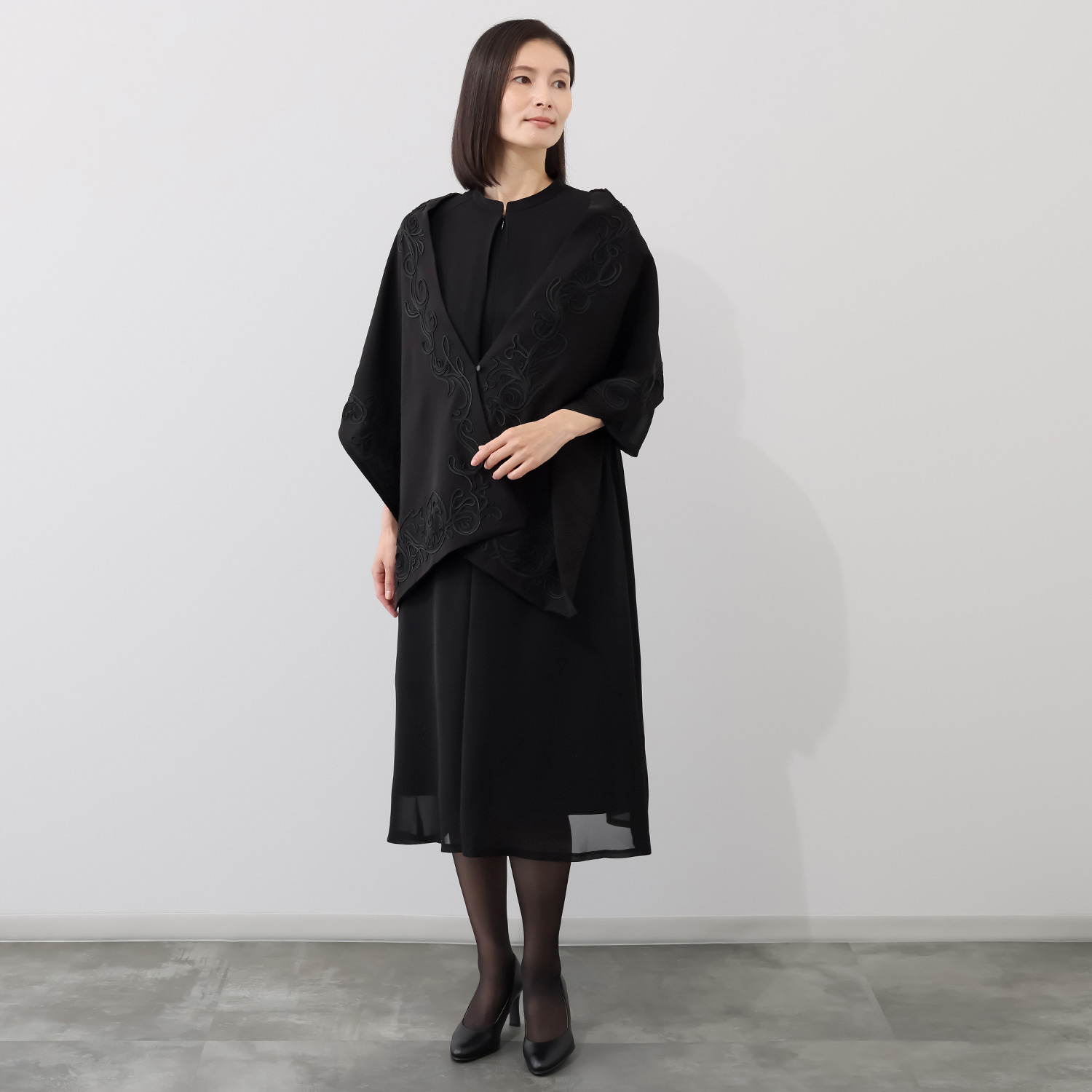 岩佐 国内生産 日本製生地 コード刺しゅう ストール