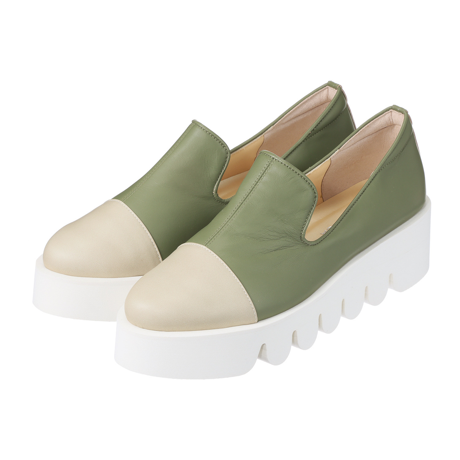 オセアニカ ＜日本製＞シープレザー プラットフォーム スリッポン