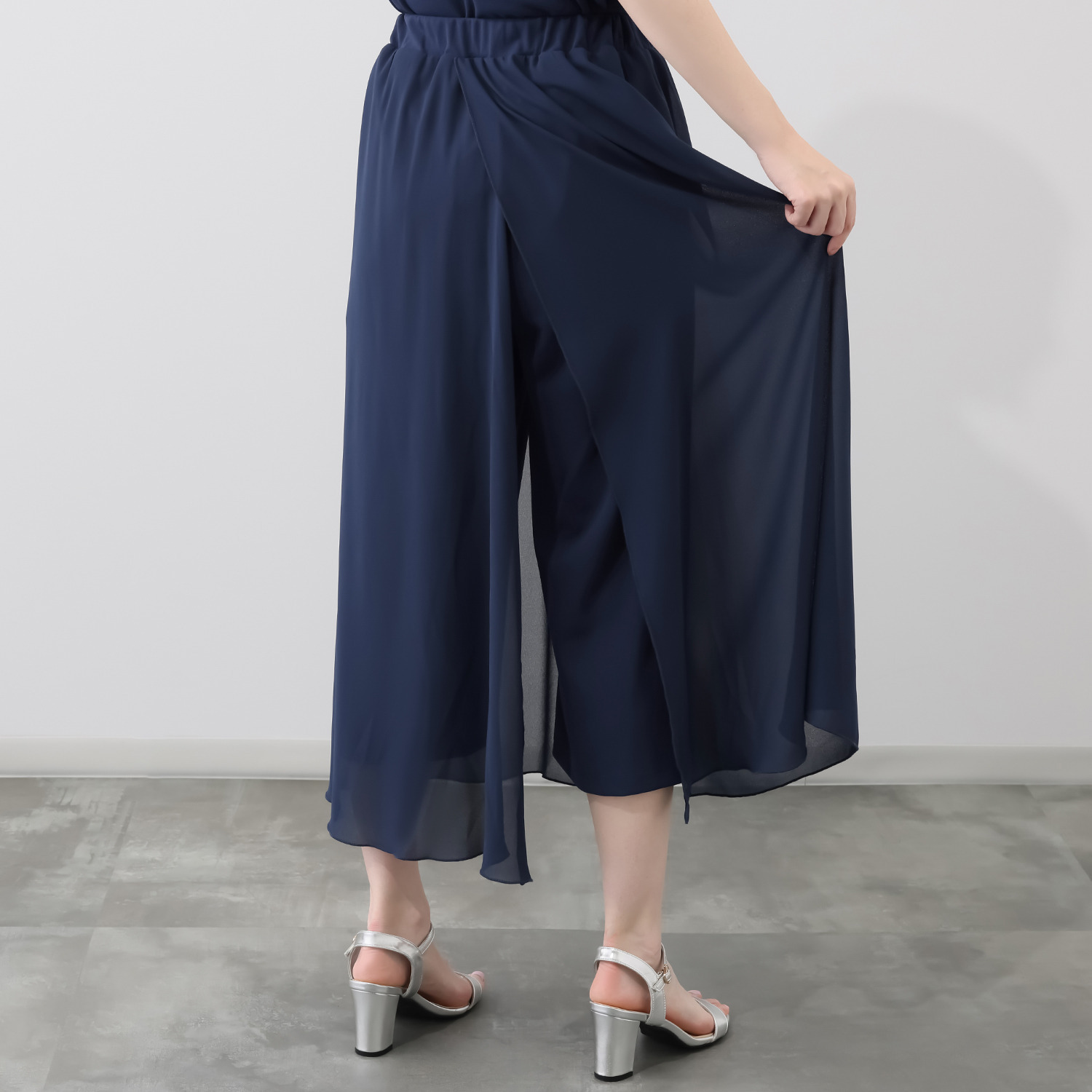 マイジュジュ オーバーシフォン インナージャージー レイヤードパンツ