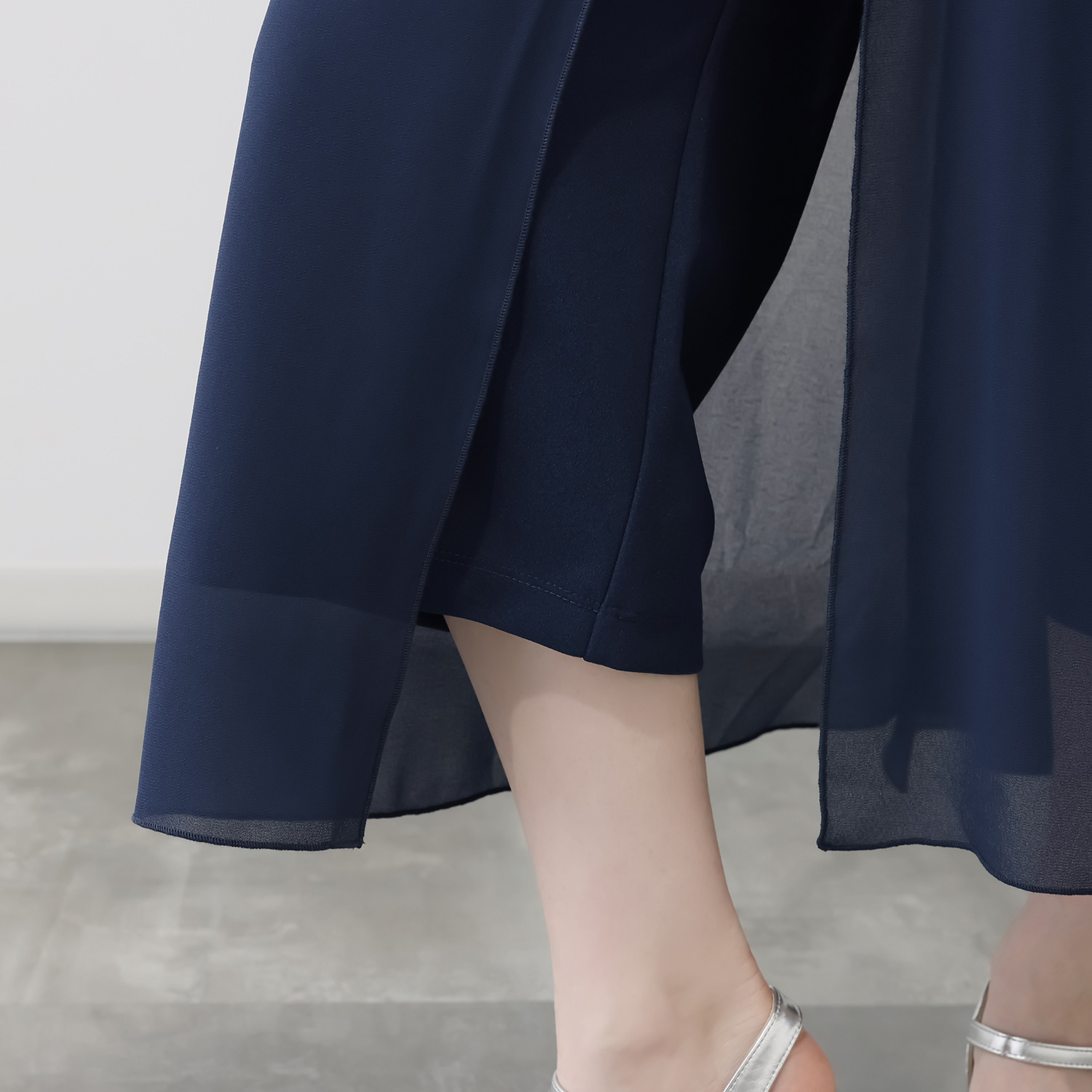 マイジュジュ オーバーシフォン インナージャージー レイヤードパンツ