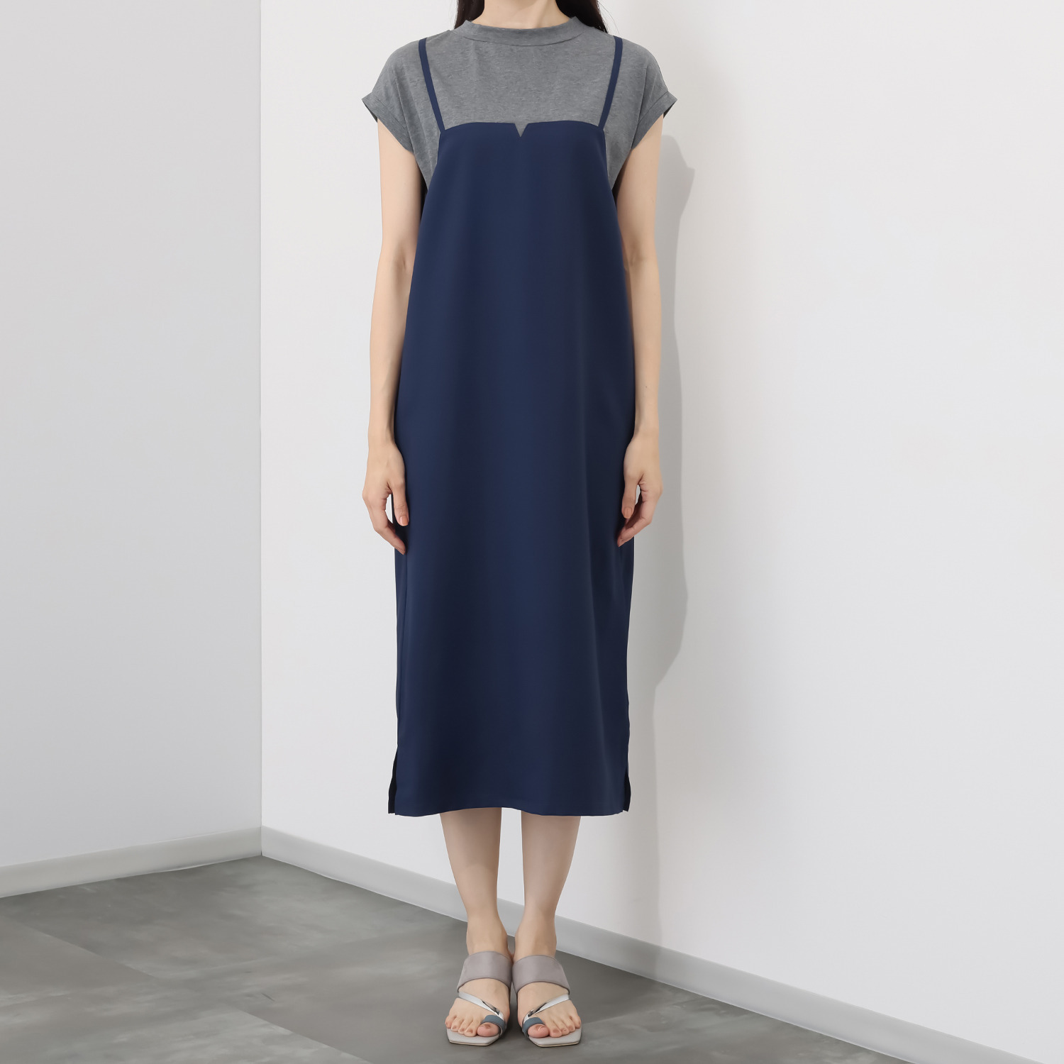 マイジュジュ 一枚で決まる！ 異素材切替 レイヤード風ワンピース