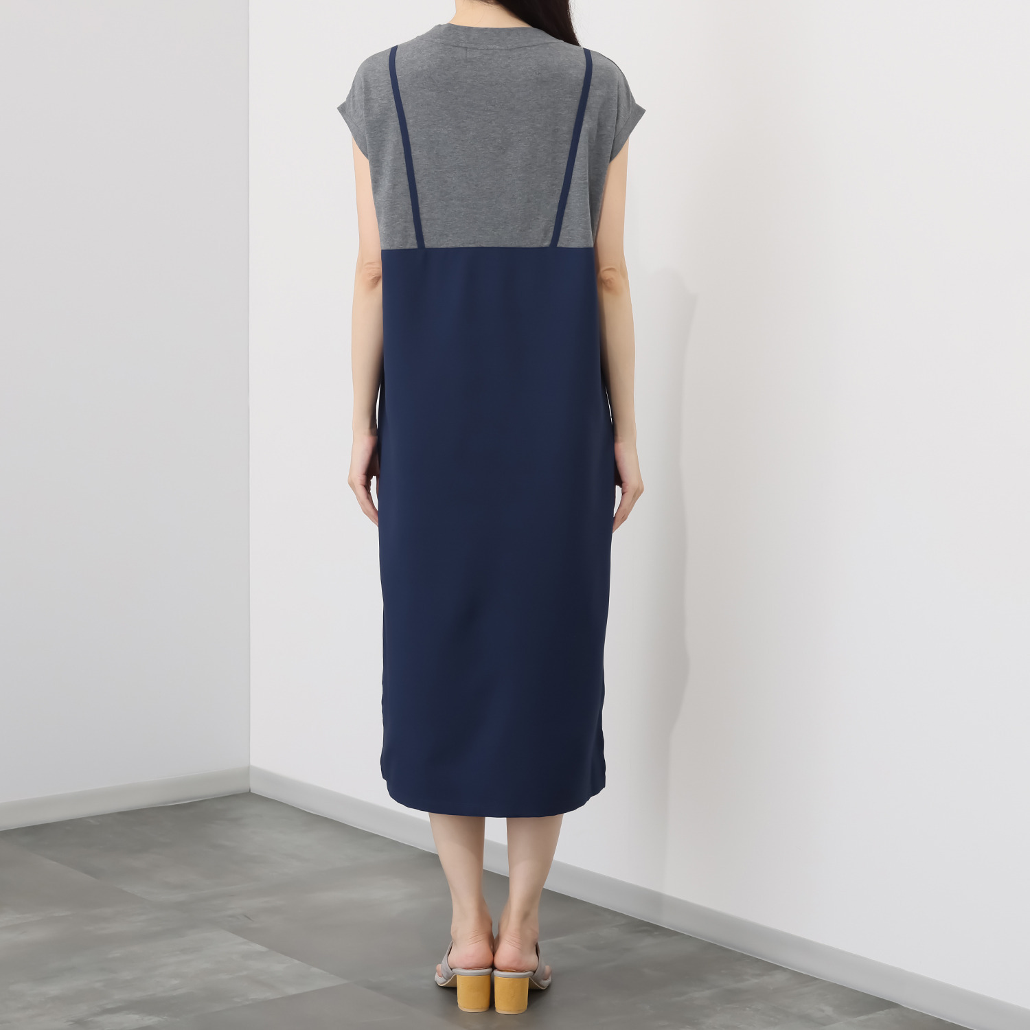 マイジュジュ 一枚で決まる！ 異素材切替 レイヤード風ワンピース