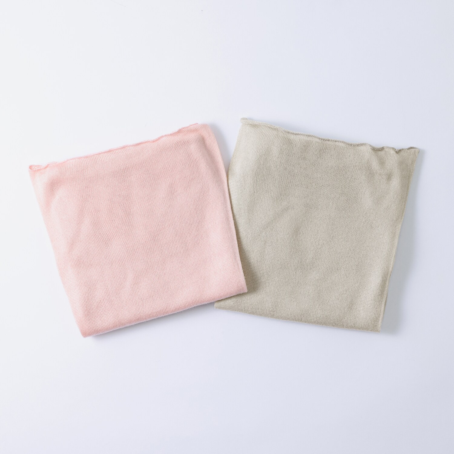 ハセガワ カシミヤより細い スパンシルク１００％ 無縫製ネックウォーマー ２枚セット