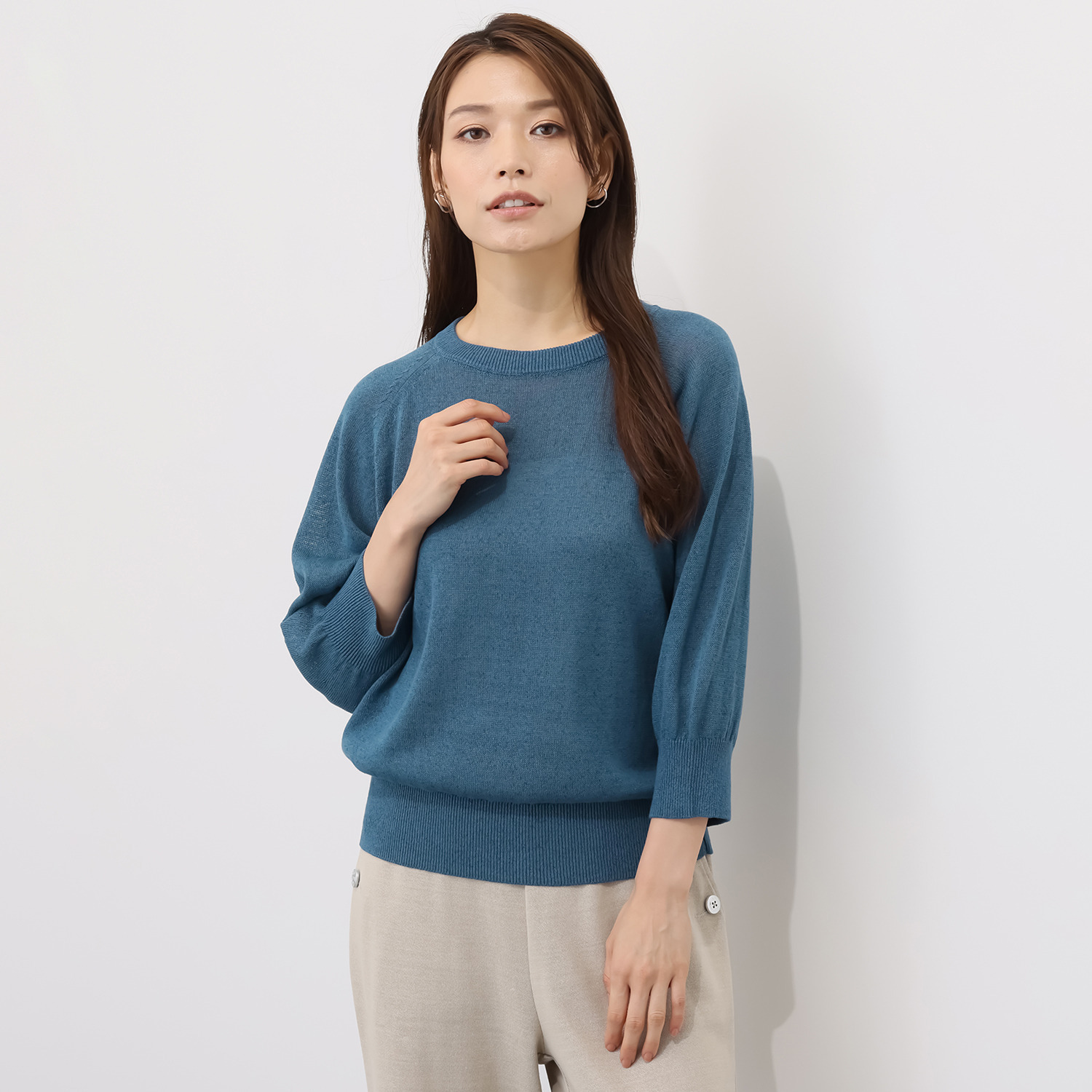 ＢＯＵＮＣＹ　ＢＯＮＤ 風抜けさらさら♪ エアフローヤーン ふんわりスリーブ ニットプルオーバー