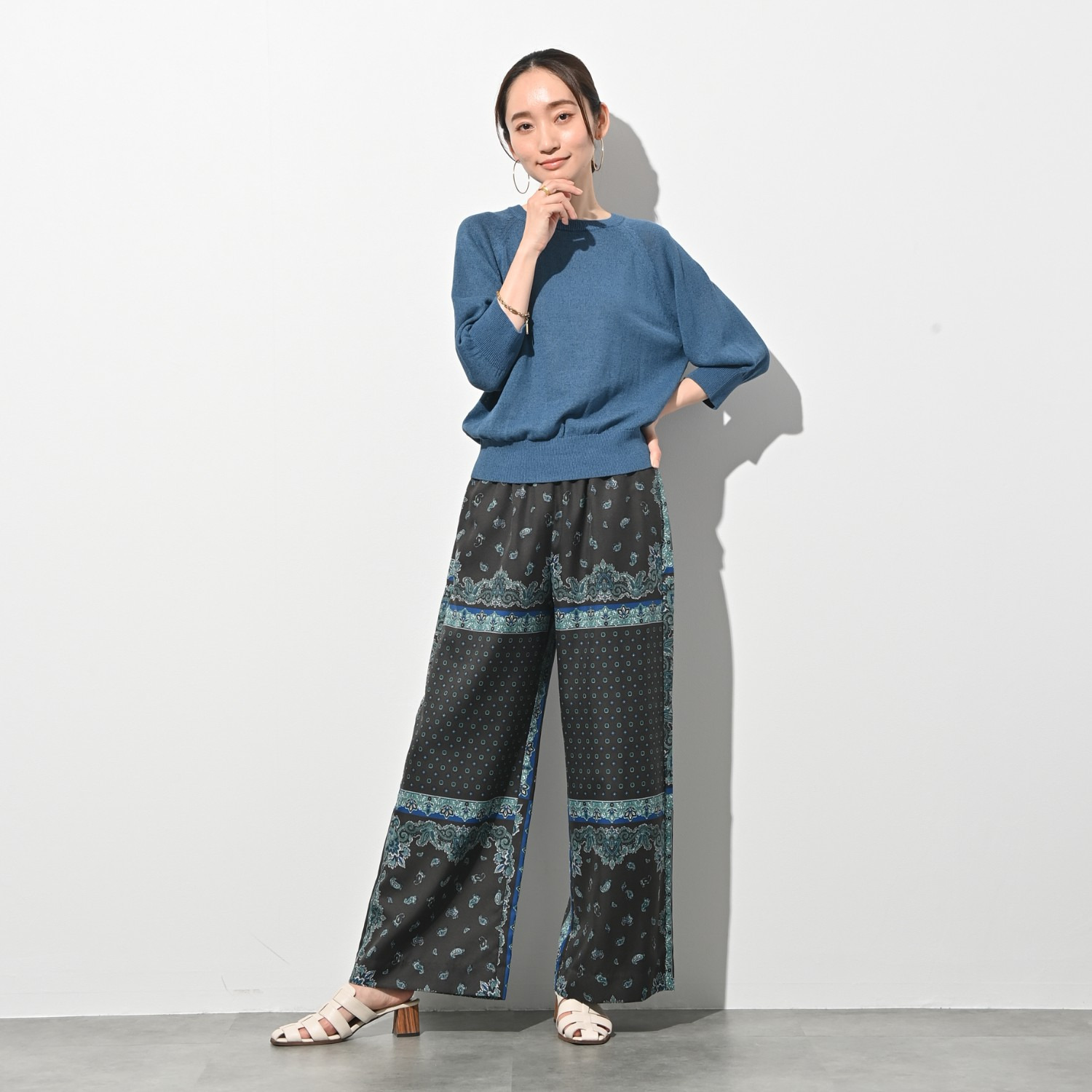 ＢＯＵＮＣＹ　ＢＯＮＤ 風抜けさらさら♪ エアフローヤーン ふんわりスリーブ ニットプルオーバー