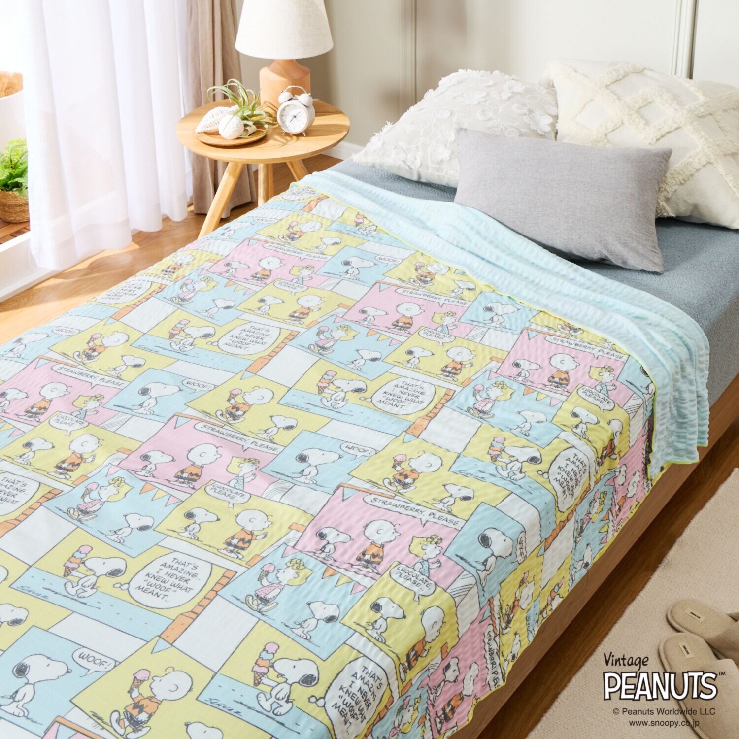 スヌーピー ＰＥＡＮＵＴＳ ＩＣＥ　ＣＲＥＡＭ ＣＯＭＩＣＳ くしゅくしゅクールケット ＜シングル＞