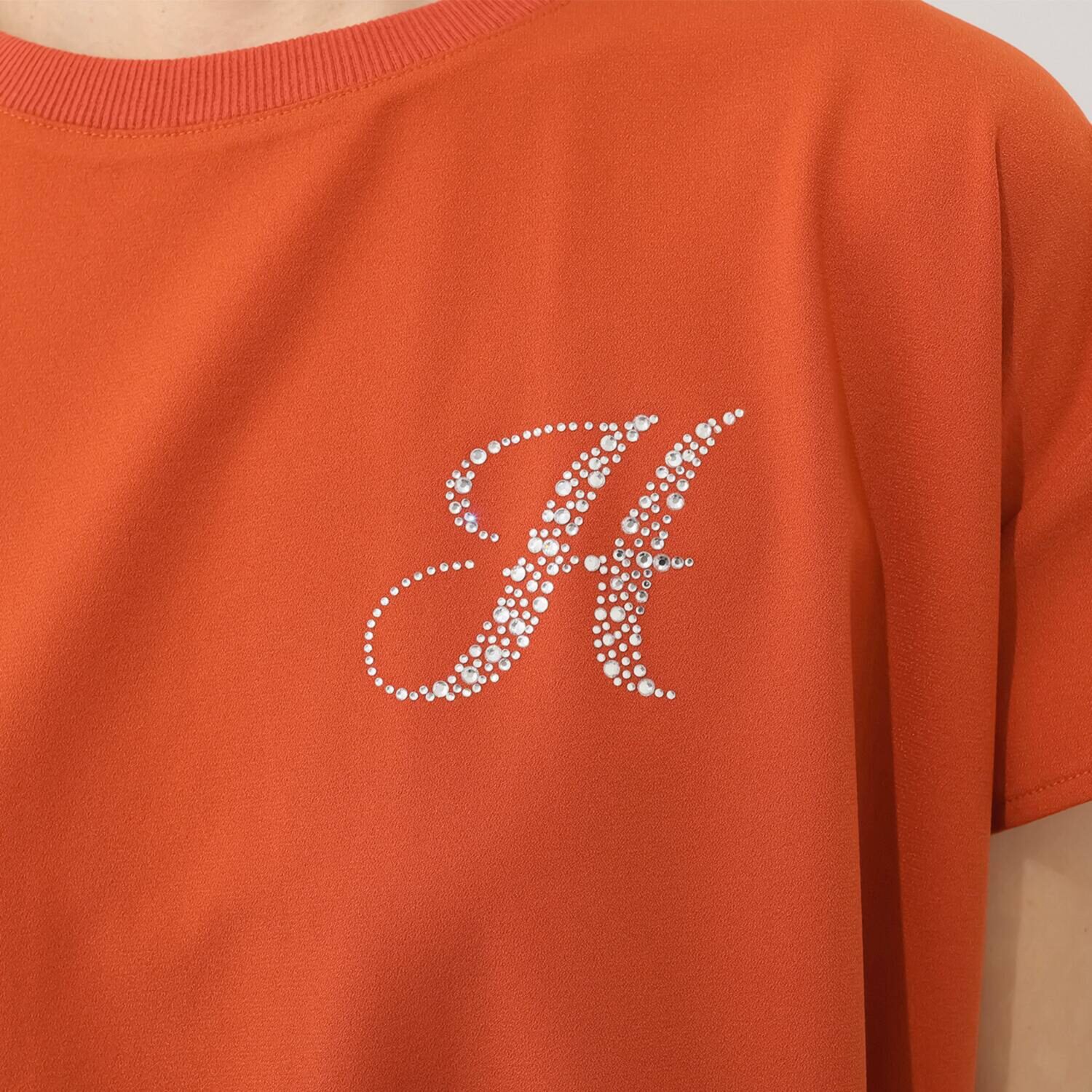 ヘブンアンドアース 接触冷感 ラインストーンロゴ Ｔブラウス