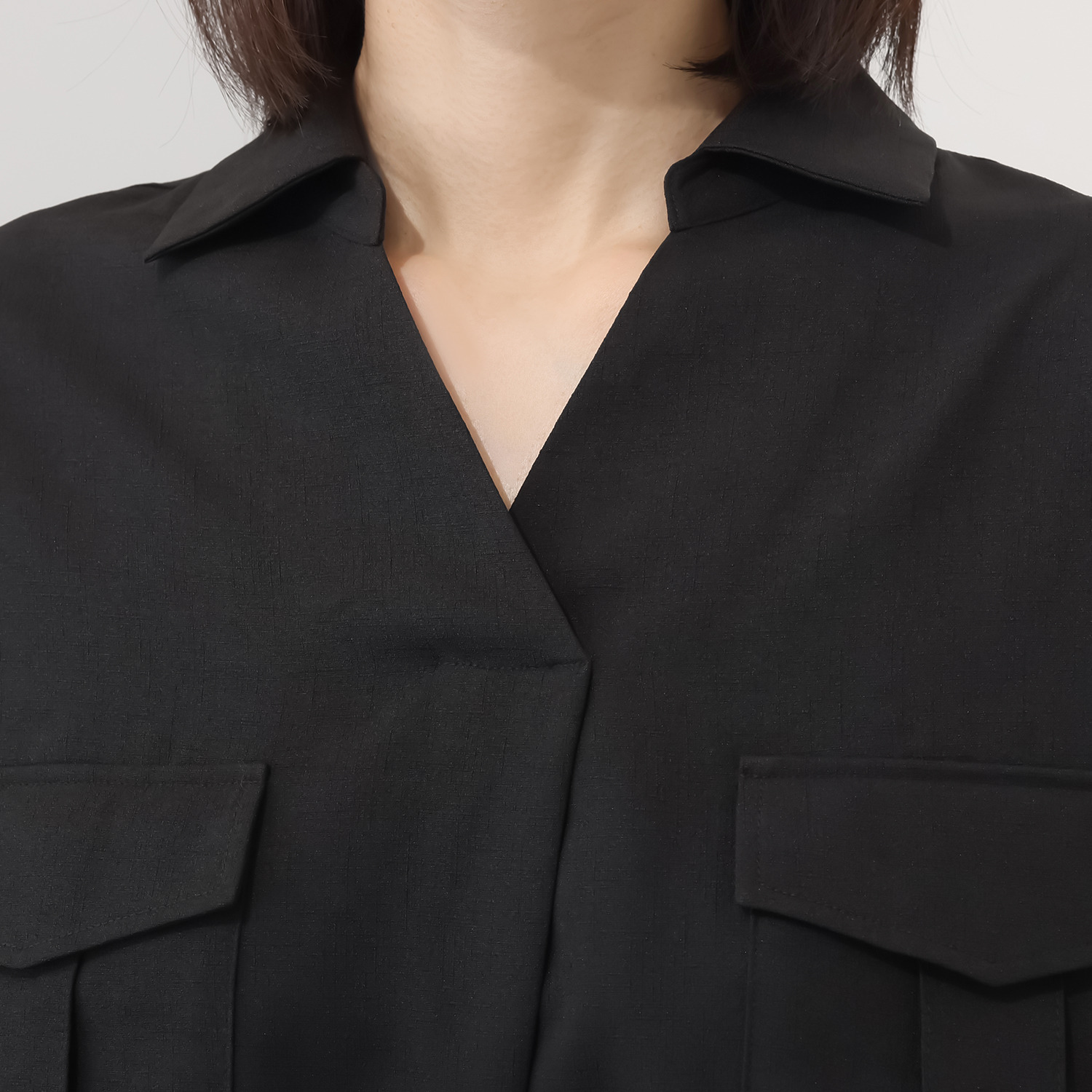 ヘブンアンドアース 接触冷感 ダブルポケット＆タック スキッパーシャツ