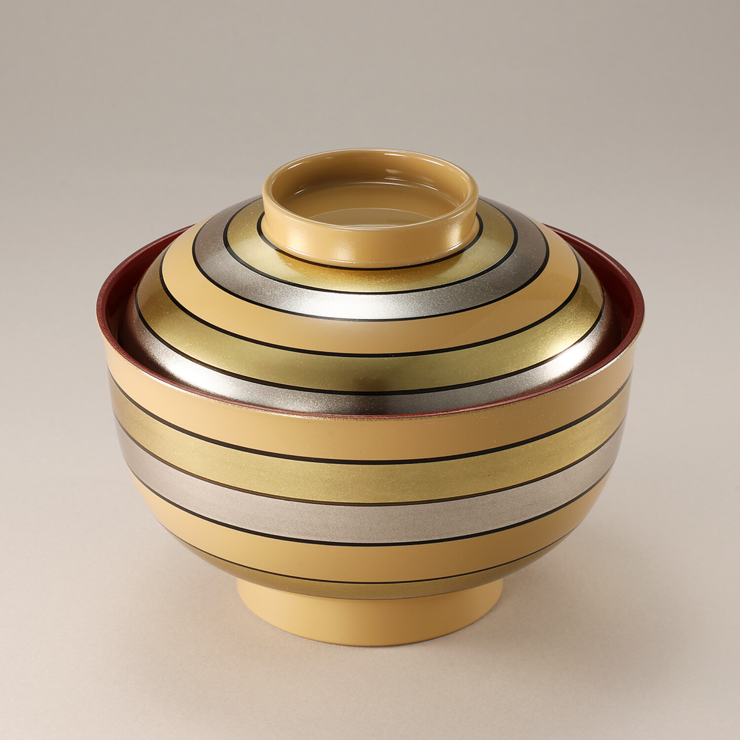 山中塗り 宝独楽 蓋付き椀