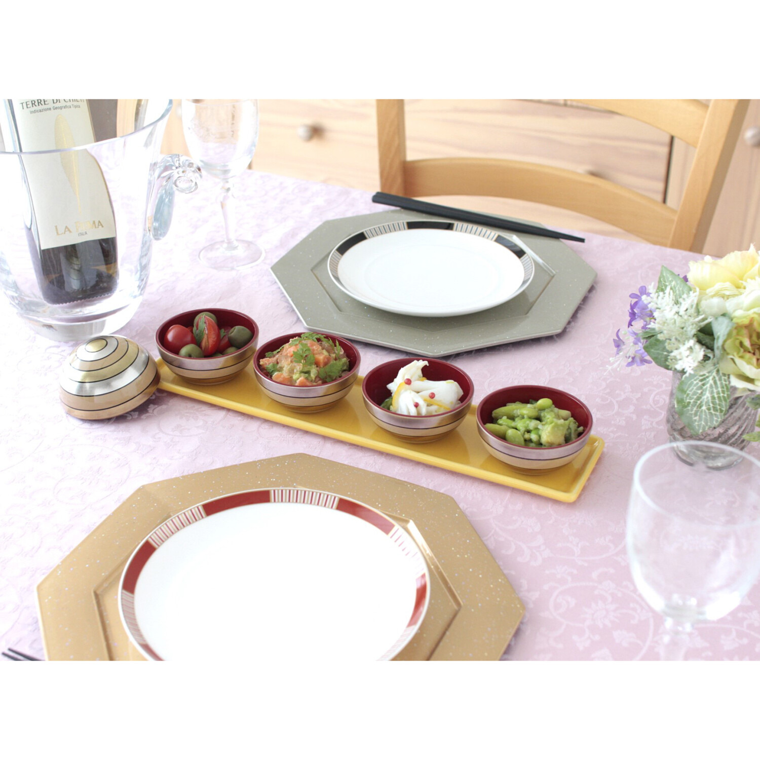 山中塗り 宝独楽 てまり蓋付き小鉢