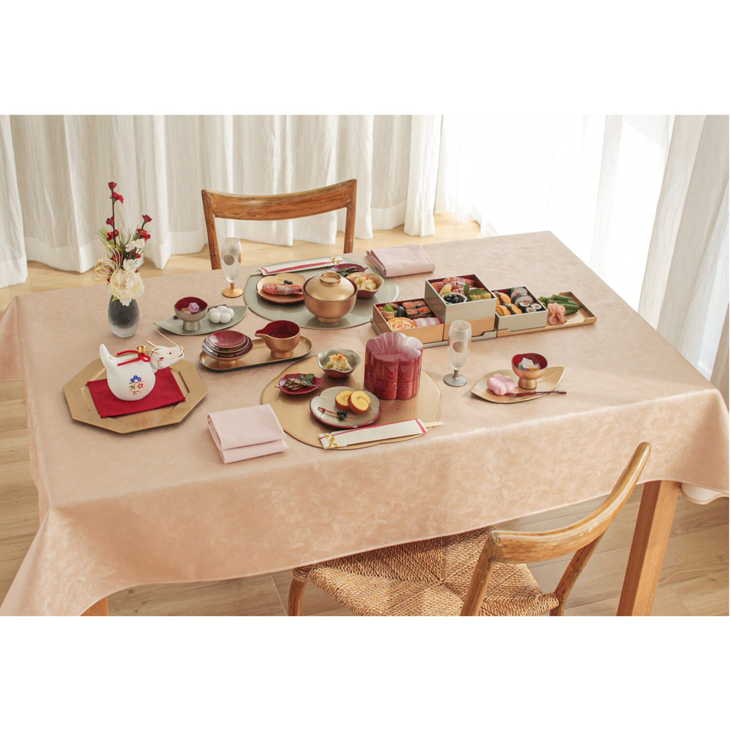 ジュエルキラメキ リバーシブル 花形テーブルマット